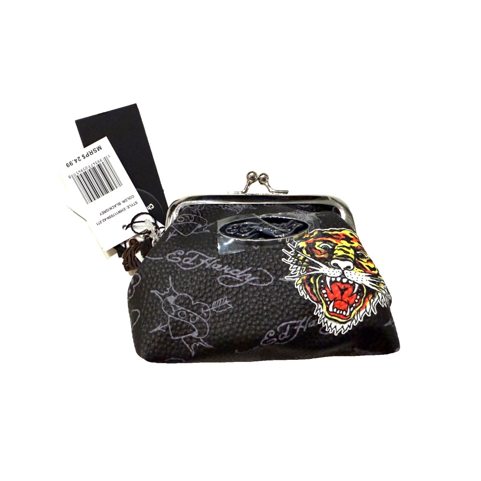 Ed Hardy Ed Hardy Crossbody Bag Black Tiger Butterfly Kiss Lock NWT Size ONE SIZE - 1 Thumbnail
