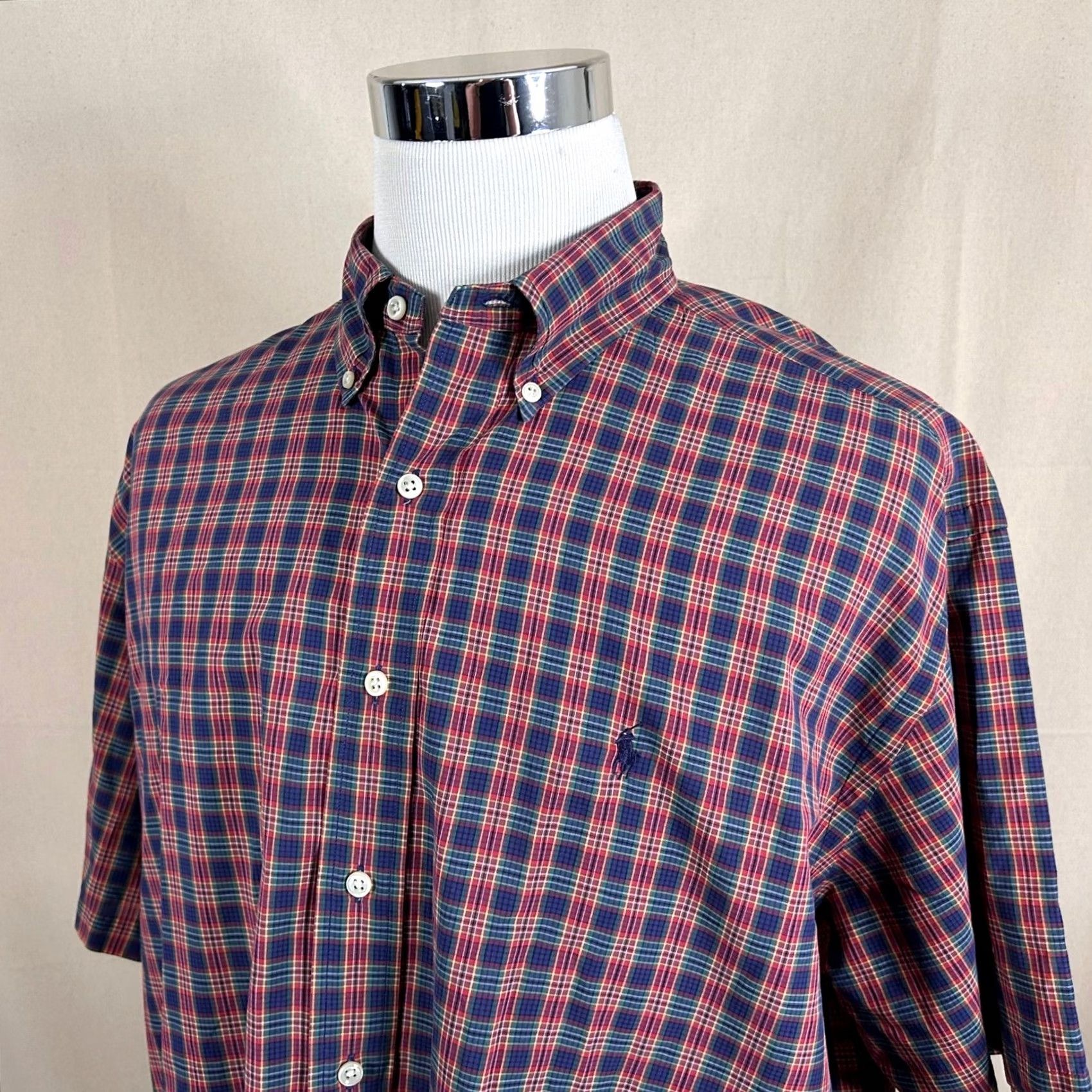 Polo Ralph Lauren VINTAGE Ralph Lauren Blake Button Down Shirt XL Red Plaid Short Sleeve Cotton Mens Size US XL / EU 56 / 4 - 2 Thumbnail