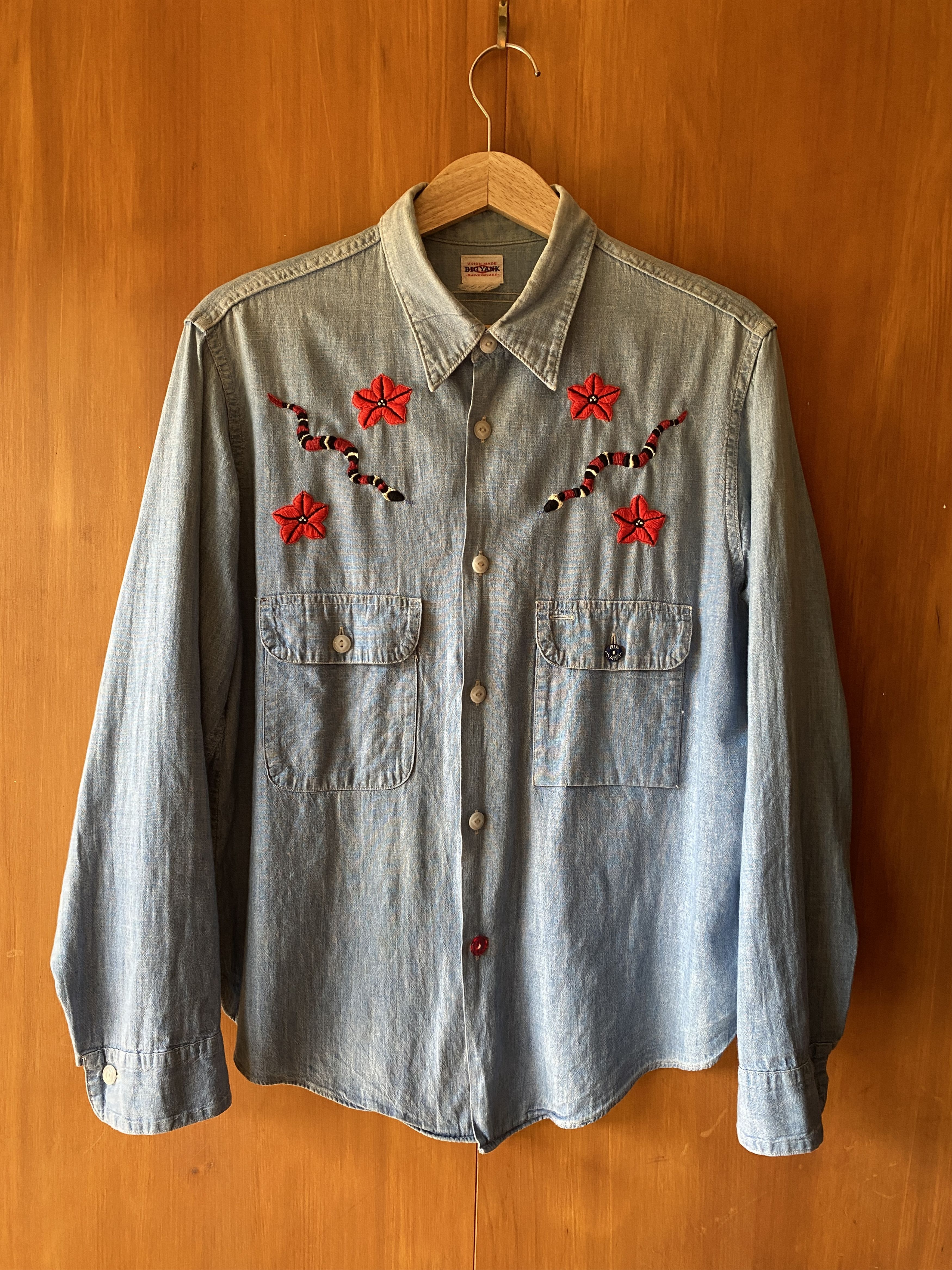 Japanese Brand BIG YANK Vintage Denim Shirt with embroidery Size M / US 6-8 / IT 42-44 - 7 Thumbnail