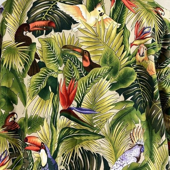 Vintage VTG Hawiian Tropical Bird of Paradise Jungle Forest Print Sh Size US XXL / EU 58 / 5 - 6 Thumbnail