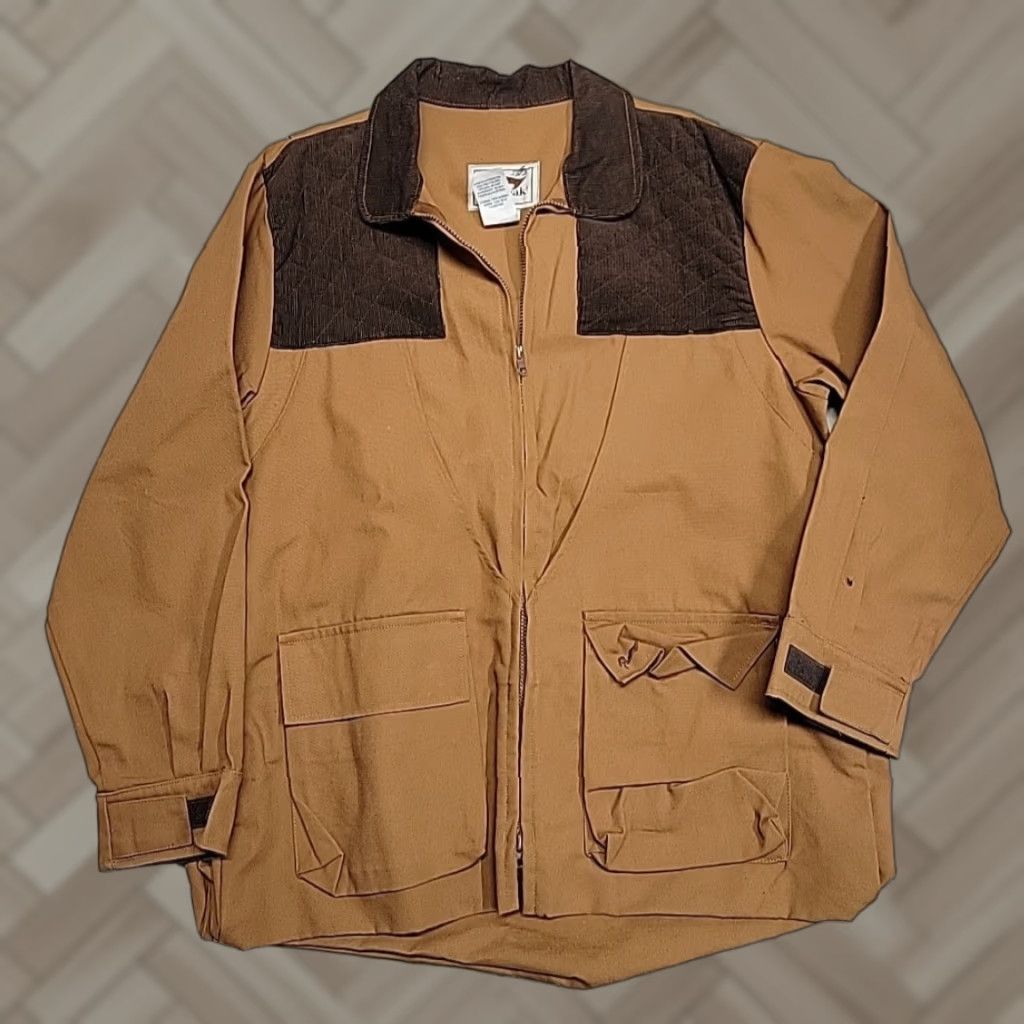 VINTAGE Duxbak Jacket Men's Large Canvas Hunting Back Bag Corduroy Shooting