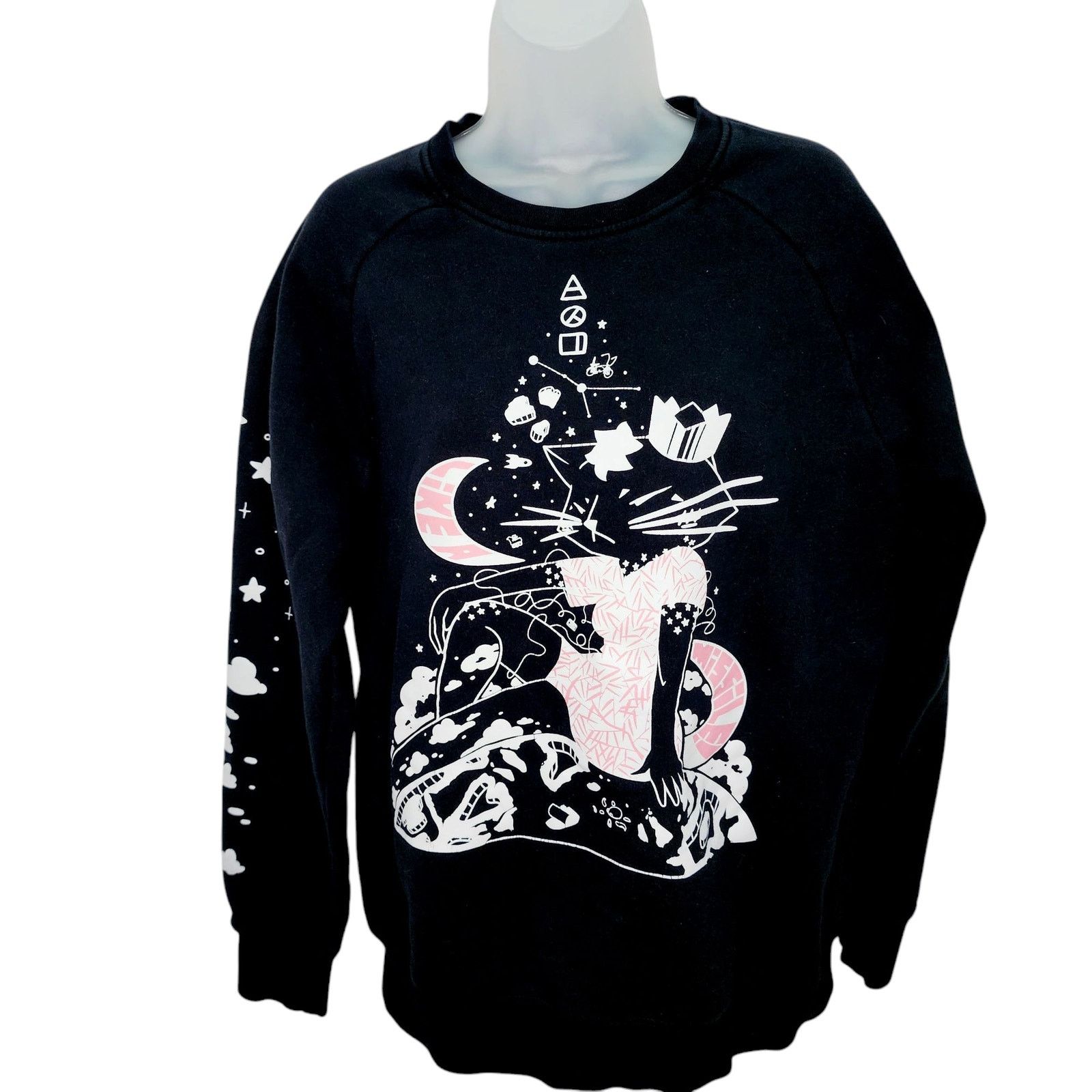 Other Aesumi Women's Black Princess Cat Graphic Sweatshirt Size M / US 6-8 / IT 42-44 - 1 Thumbnail