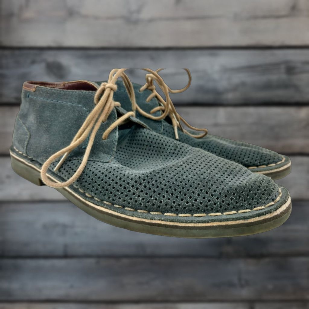 Kenneth Cole Kenneth Cole Reaction Desert Hill Chukka Boot Blue Men 8M Leather Ankle Boots Casual Velvet Perforated Size US 8 / EU 41 - 1 Thumbnail