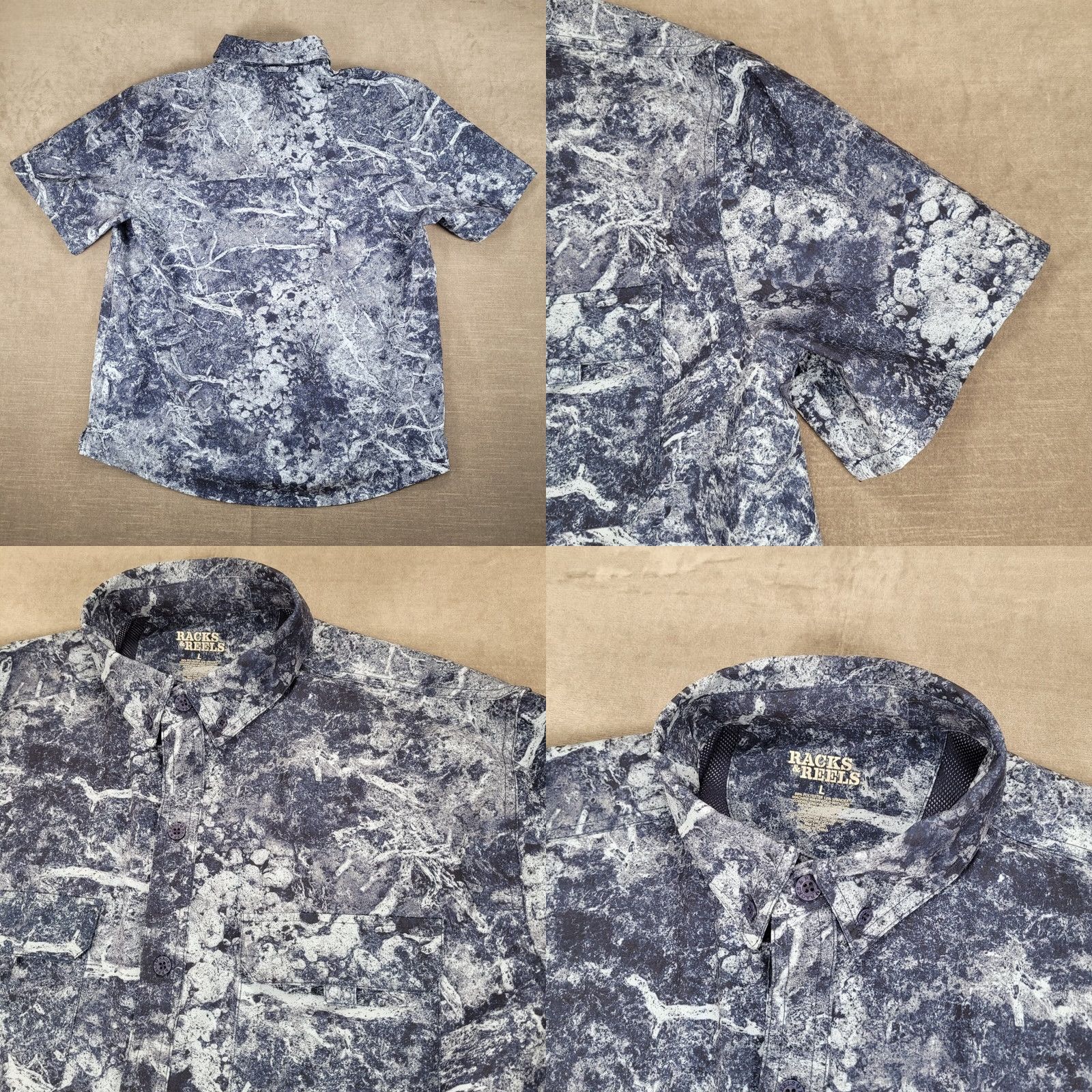Vintage Mens Abstract Print Short Sleeve Button Up Shirt Blue Large Size US L / EU 52-54 / 3 - 8 Thumbnail