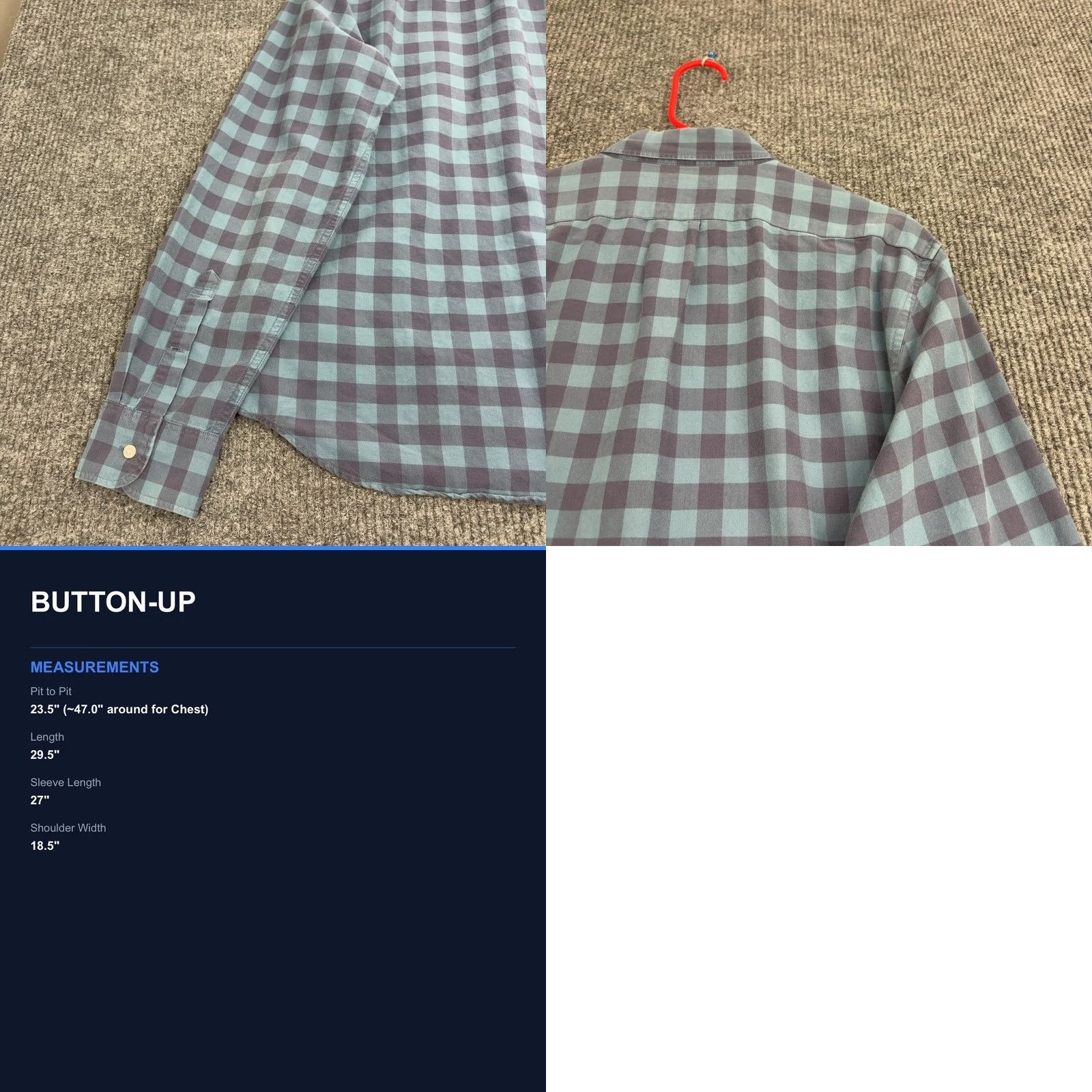 J.Crew J.CREW Button-Up Mens L Blue Cotton Gingham Check Slim Fit Oxford Casual Style Size US L / EU 52-54 / 3 - 8 Thumbnail