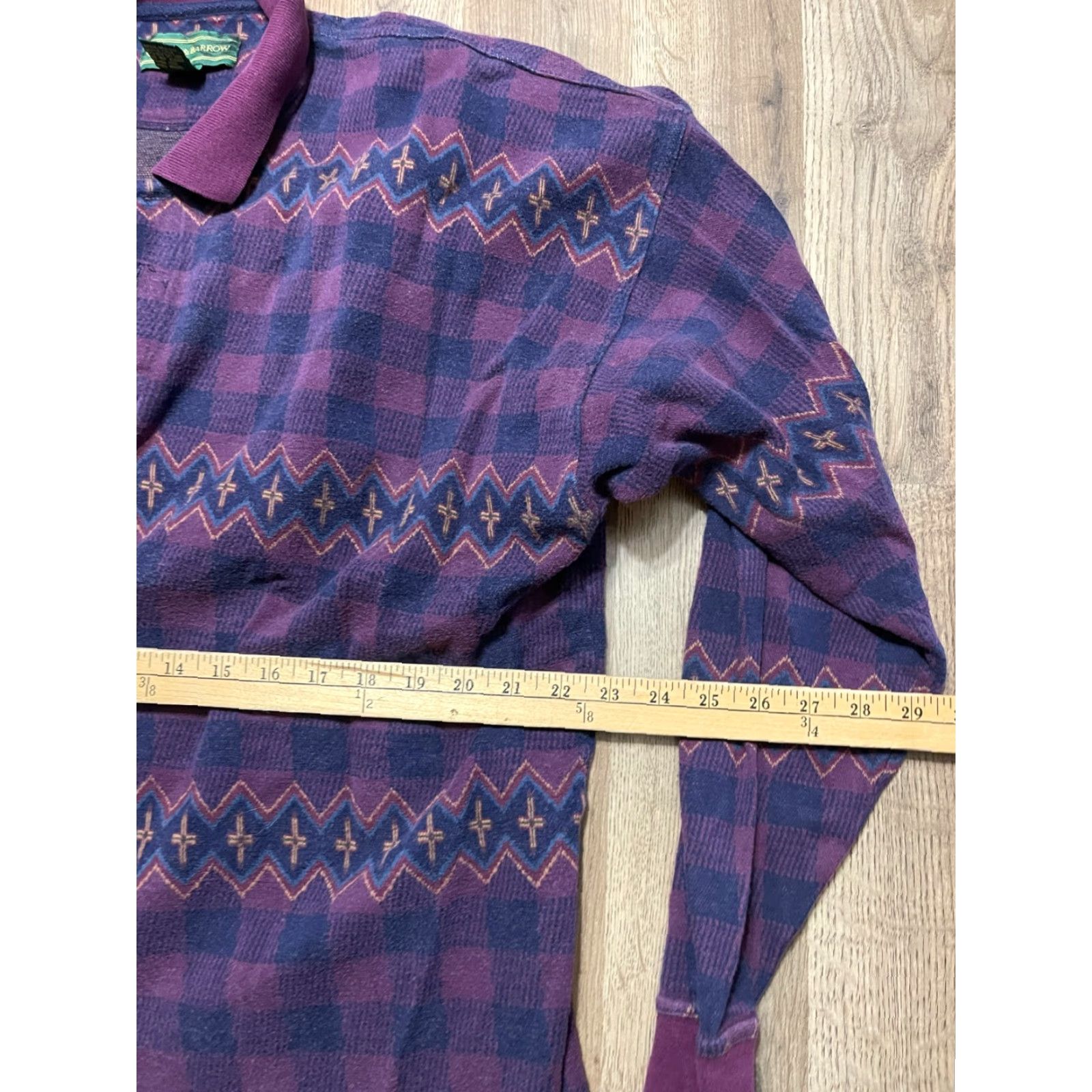 Croft & Barrow Croft & Barrow Shirt, Men's XL, Plaid, Long Sleeve, 1/4 Button, Purple Blue, Casual, Regular Fit, Vintage: No Size US XL / EU 56 / 4 - 7 Thumbnail