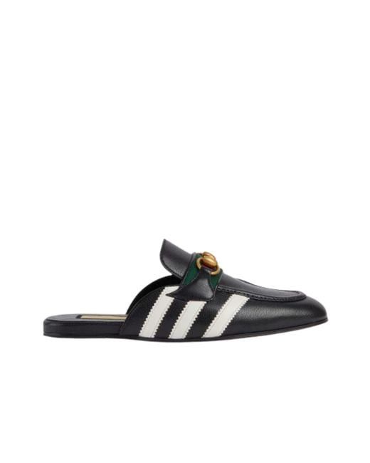 image of Gucci&adidas Leather Slipper With Horsebit Mens in Black (Size 8)