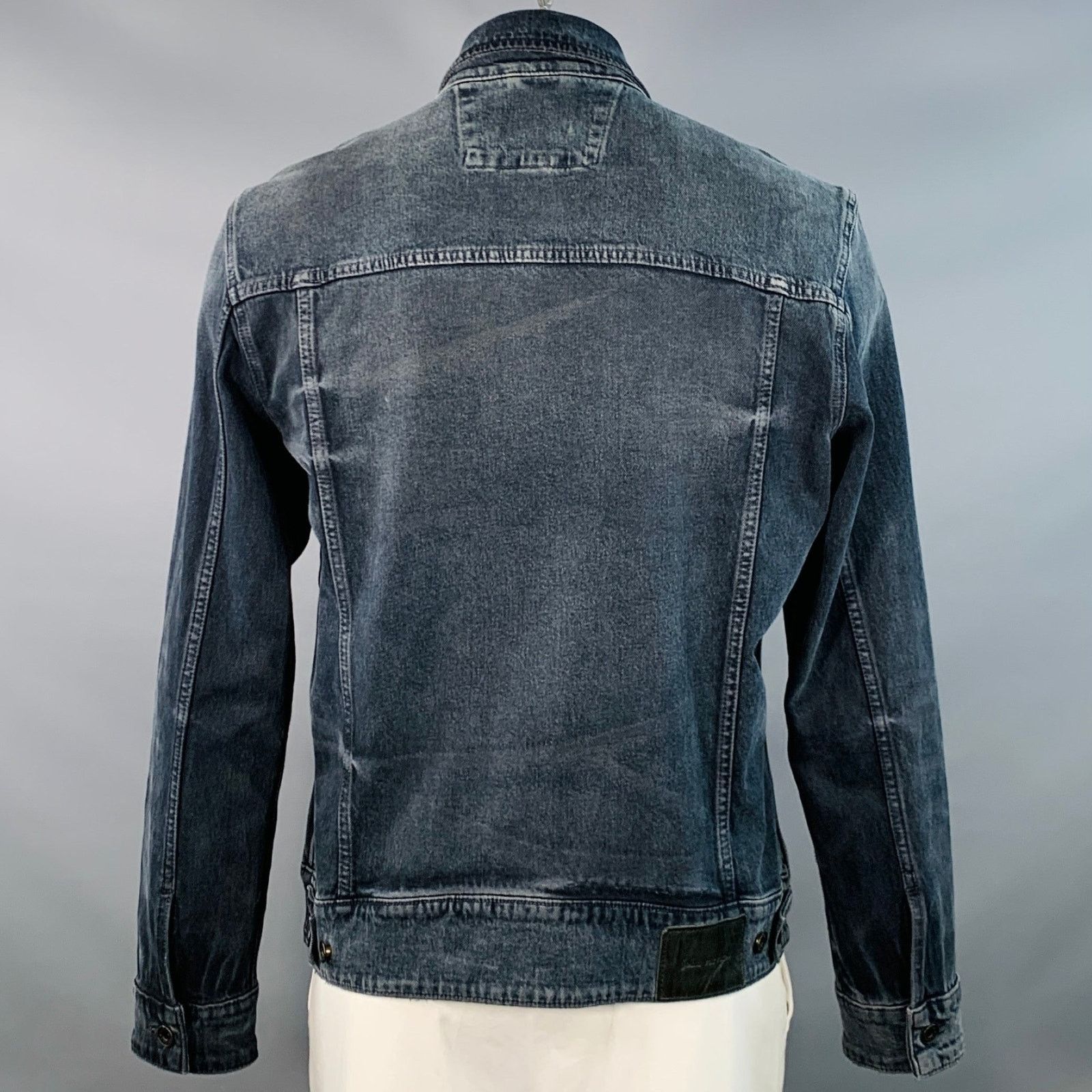 John Varvatos XL Blue Grey Cotton Blend Denim Twill Patch Pockets Jacket Size US XL / EU 56 / 4 - 4 Thumbnail