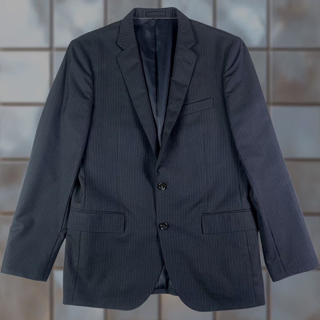 J.Crew J.CREW Ludlow Suit Jacket Men 40R Slim Super 120 Wool Black Pinstripe Notch Lapel Two-Button Single-Breasted Regular Fit Dress Coat Jacket Size 40R - 1 Thumbnail