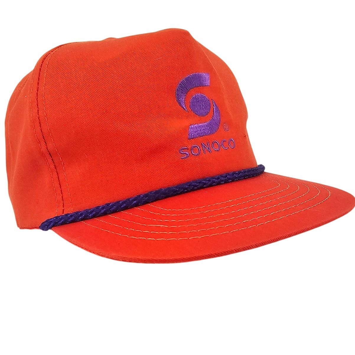 Vintage Vintage Sonoco Snapback Hat Trucker USA Orange Purple Rope Size ONE SIZE - 1 Thumbnail