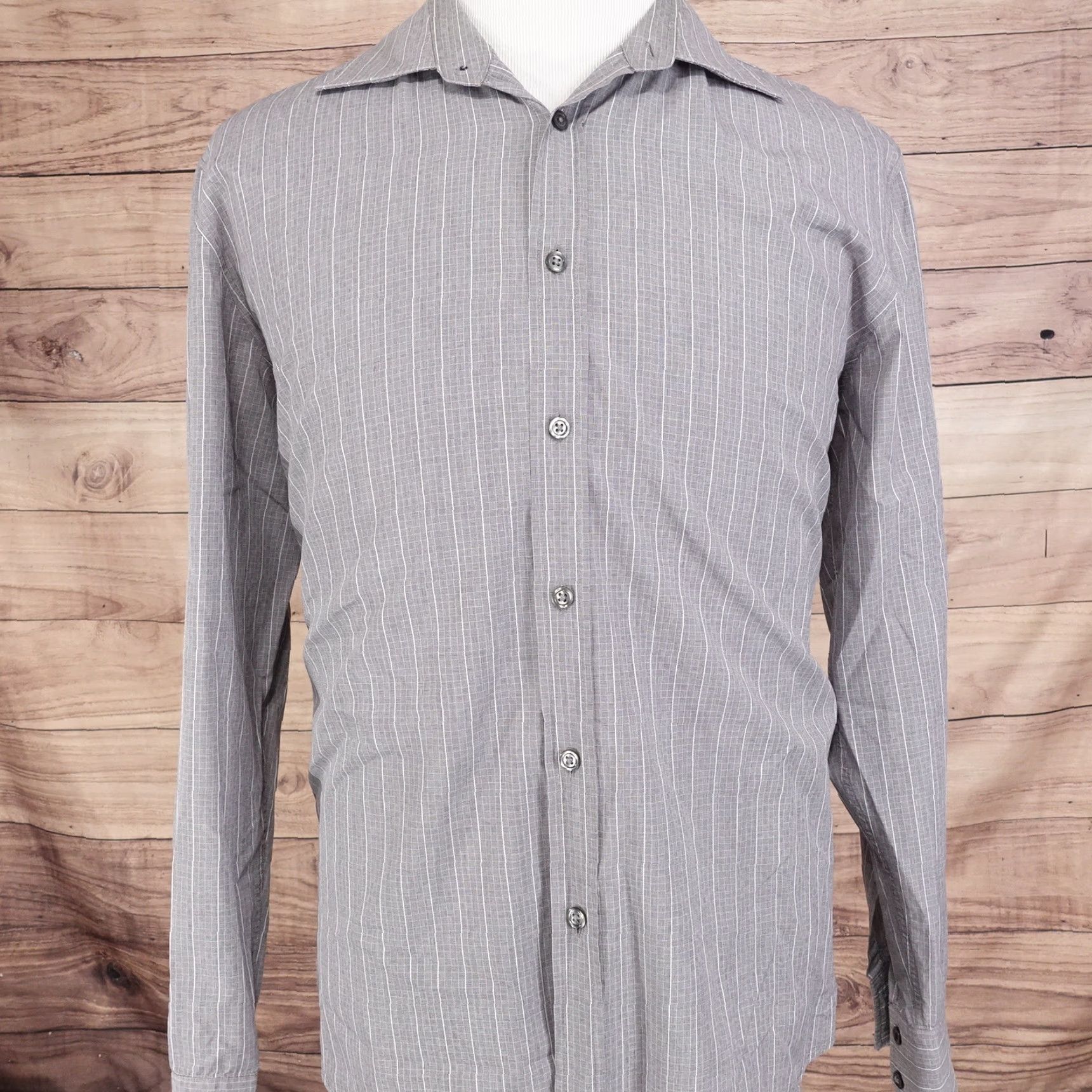 Hugo Boss HUGO BOSS Grey Check Long Sleeve Button-Up Shirt Men’s 2XL Size US XXL / EU 58 / 5 - 3 Thumbnail