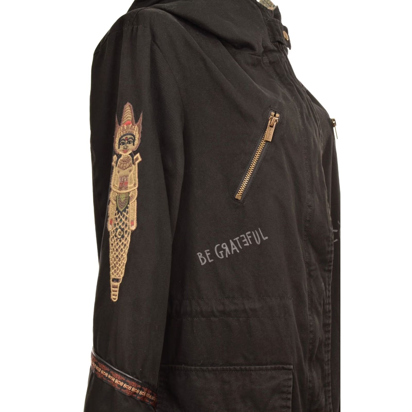 Desigual DDP Desigual Dunia Parka Jacket with Embroidery 20WWEWXA EU 38 Black Womens Size 38 Parka Embroidery Desigual Dunia Parka Jacket Women's 38 Black Size XS / US 0-2 / IT 36-38 - 3 Thumbnail