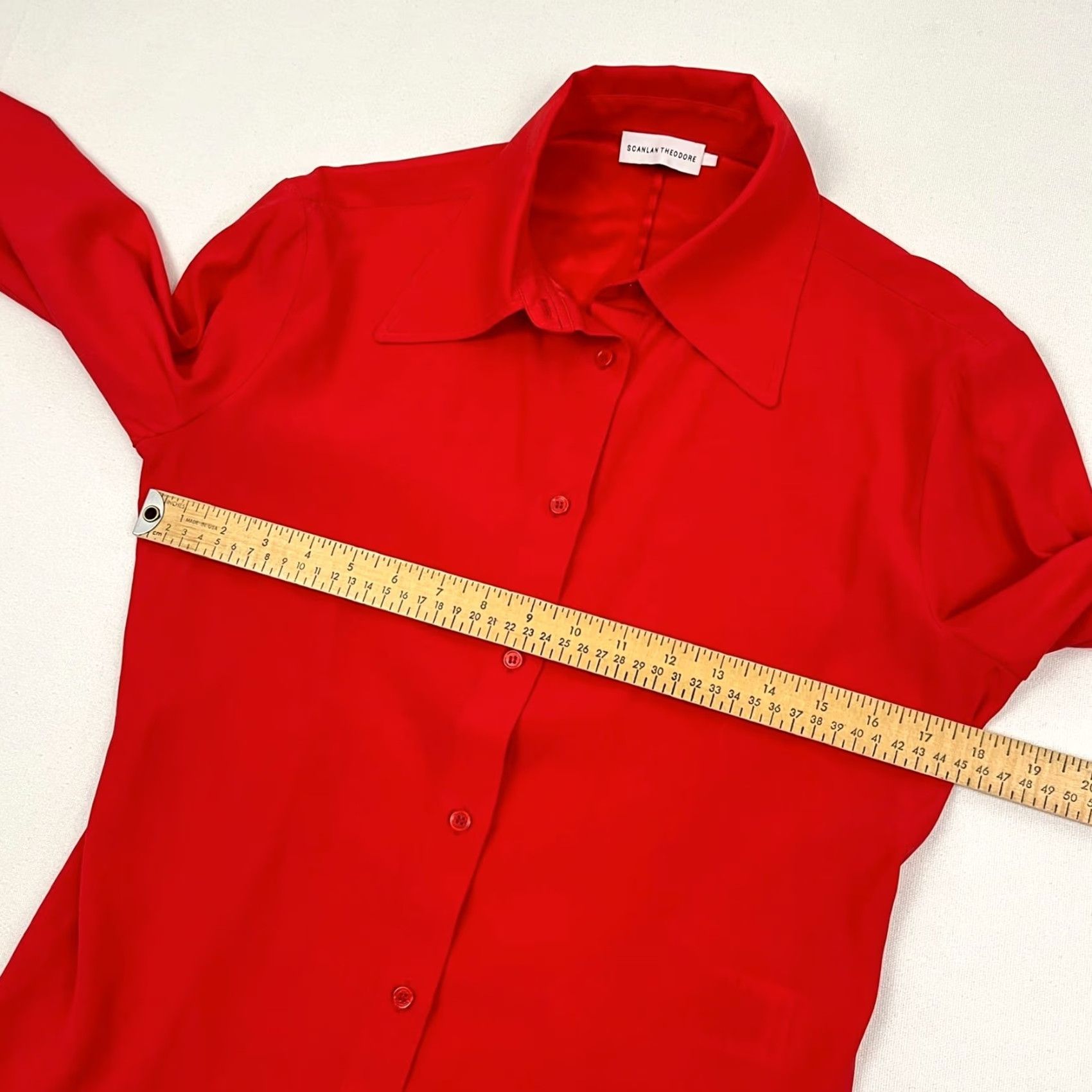 Scanlan Theodore VINTAGE Scanlan Theodore Blouse Womens AU 8 US 4 Red Silk Button Romantic Quiet Luxury Size M / US 6-8 / IT 42-44 - 6 Thumbnail