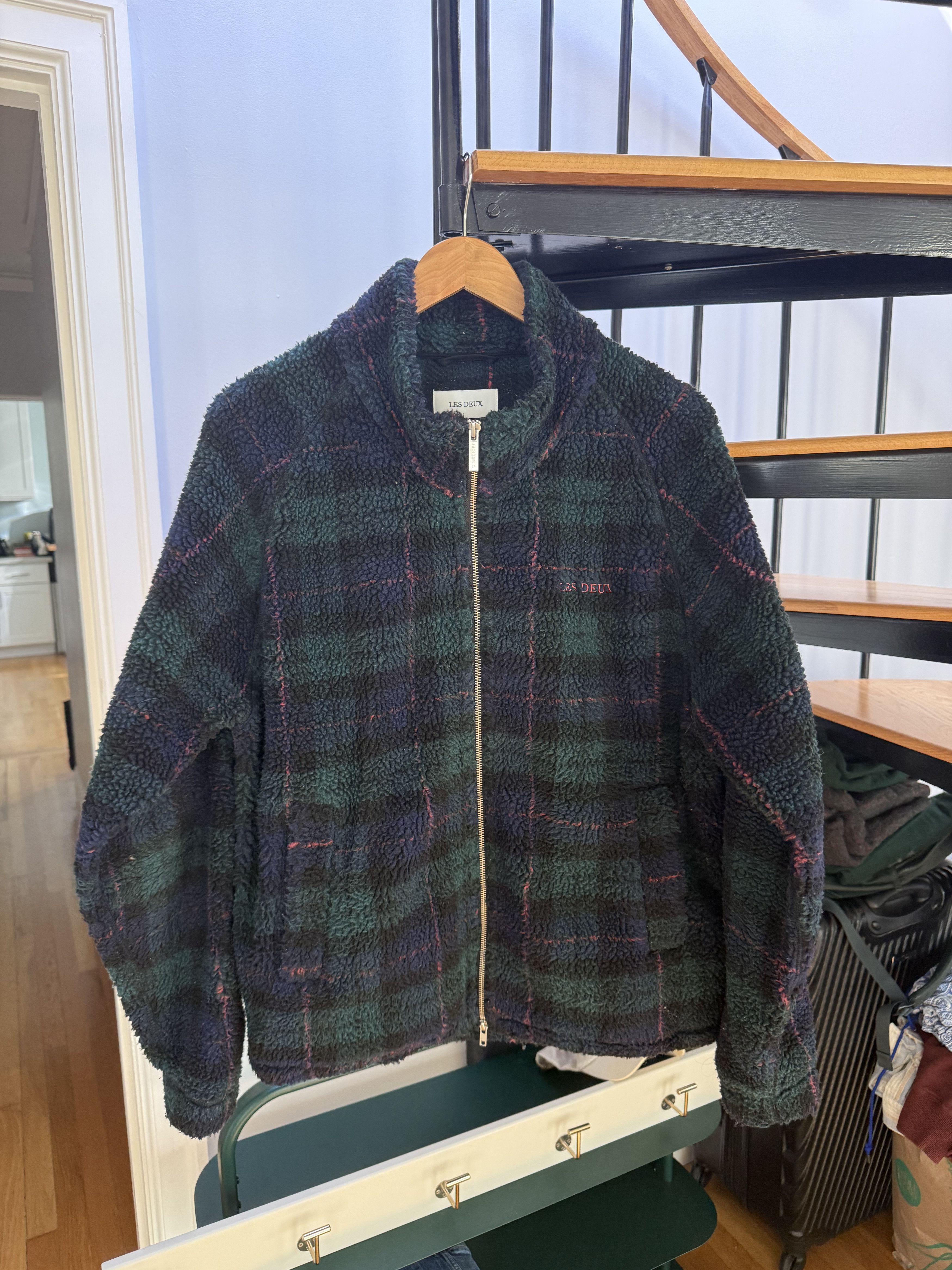 Les Deux Les Deux Green Plaid Fleece Jacket – Size L Size US L / EU 52-54 / 3 - 1 Thumbnail
