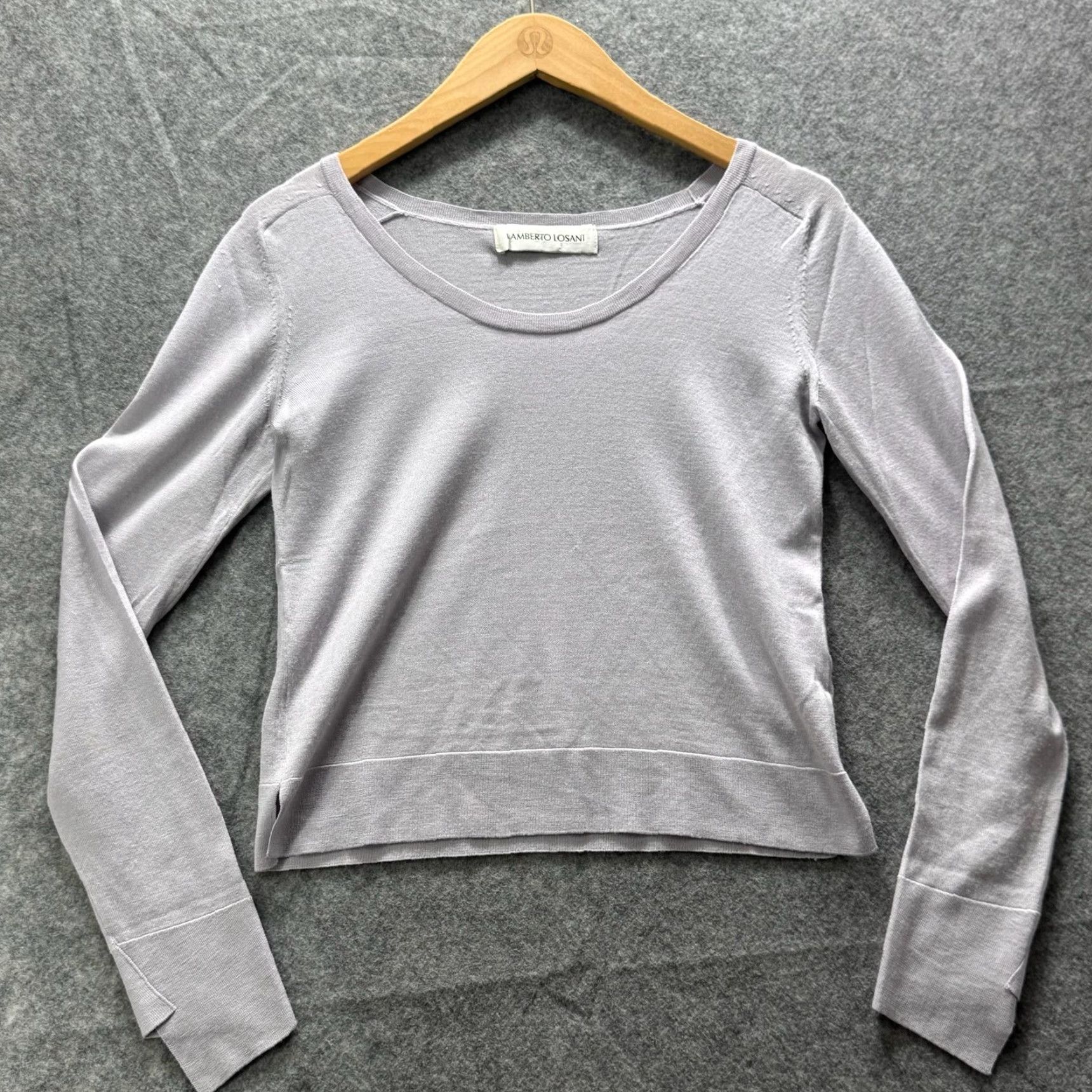 Vintage Lamberto Losani Sweater Womens 38 Gray Wool Silk Scoop Neck Pullover Italy Size XS / US 0-2 / IT 36-38 - 2 Thumbnail