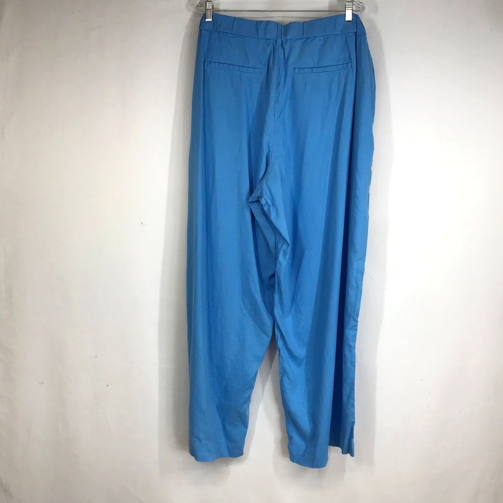 Vintage A New Day Blue Linen Blend Wide Leg Pants Womens 22 Size 22 Paperbag Pleated Elastic Waist Pockets Casual Summer Size 40" / US 18 - 4 Thumbnail
