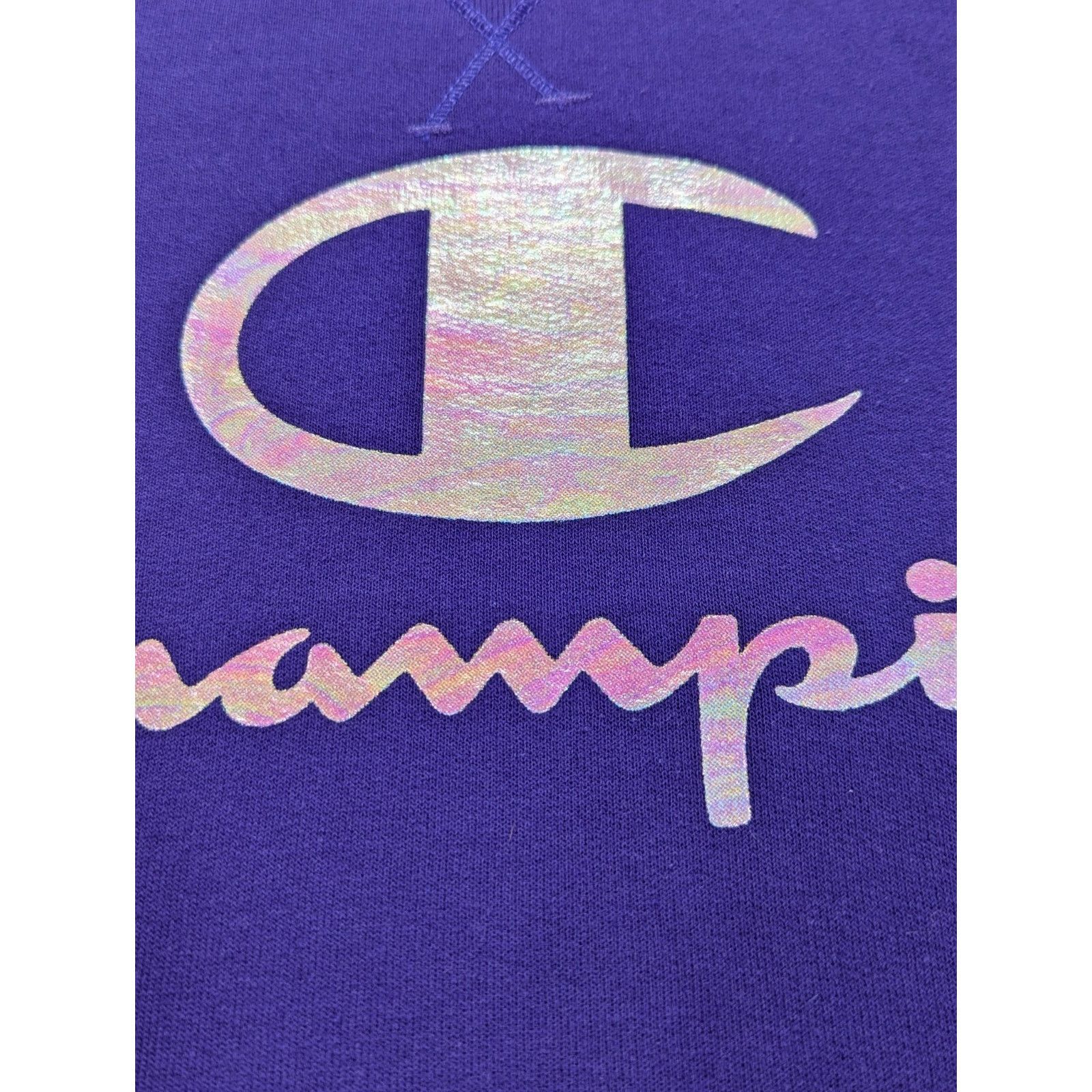 Champion Sz L Purple Powerblend Crewneck Holographic Logo Sweatshirt Size L / US 10 / IT 46 - 6 Thumbnail