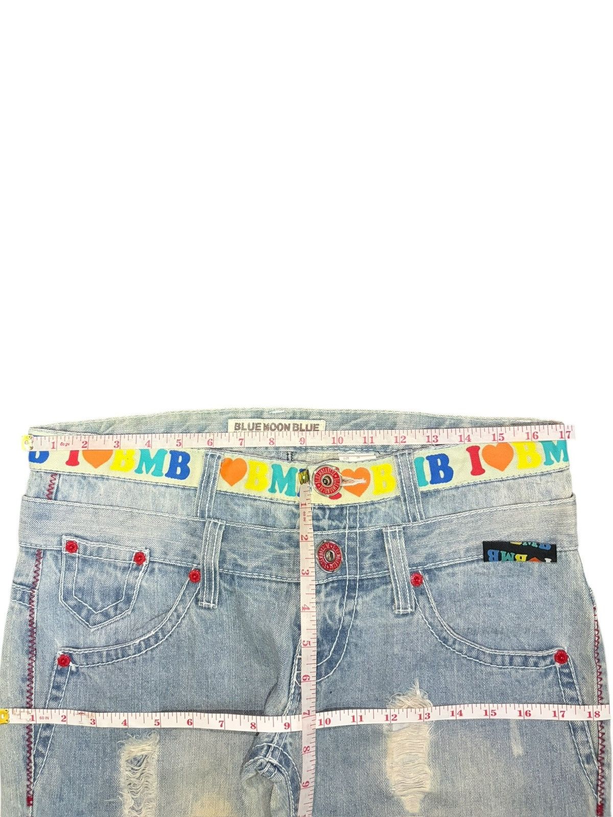 Dsquared2 Vintage Blue Moon Blue Double Waist Patch Distress Jeans Size 34" / US 12 / IT 48 - 6 Thumbnail