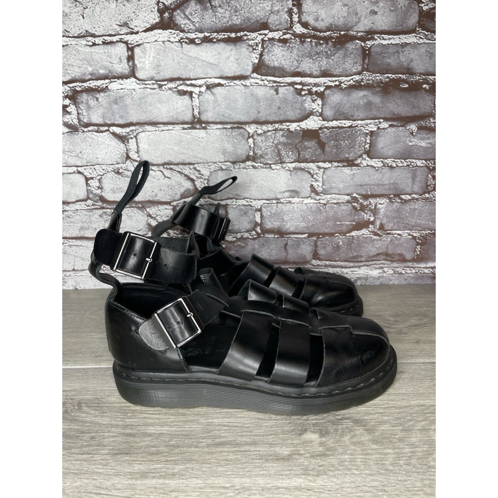 Dr. Martens Dr. Martens Geraldo Black Leather Strap Gladiator Wedge Sand Size US 9 / EU 42 - 10 Thumbnail