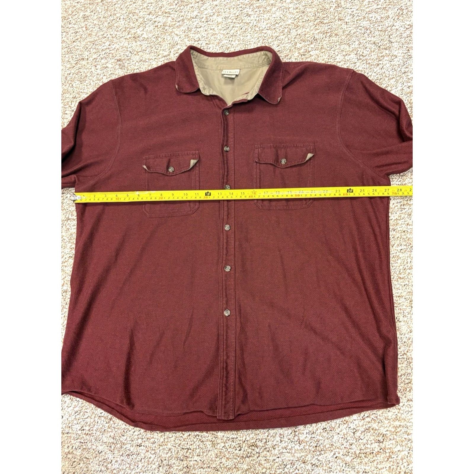 Vintage VINTAGE LL Bean Shirt Mens XL Reg Burgundy Red Herringbone Cotton Button Up Flannel Size US XL / EU 56 / 4 - 5 Thumbnail