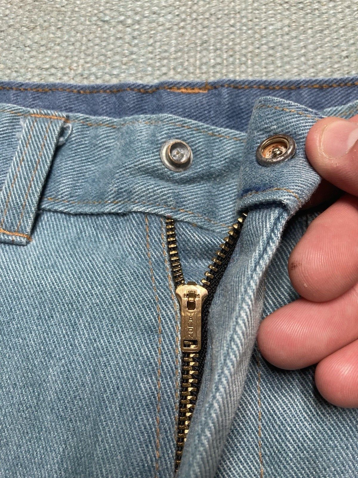 Vintage 1970s flare leg denim jeans bootcut hippie blue talon 30x28 Size US 30 / EU 46 - 4 Thumbnail