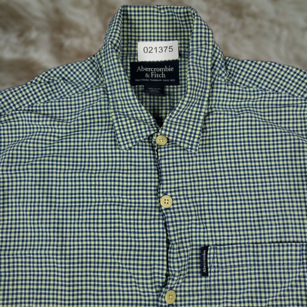 Abercrombie & Fitch Abercrombie & Fitch Check Button-Up Shirt Mens Large Blue Green Short Sleeve Classic Casual Size US L / EU 52-54 / 3 - 1 Thumbnail