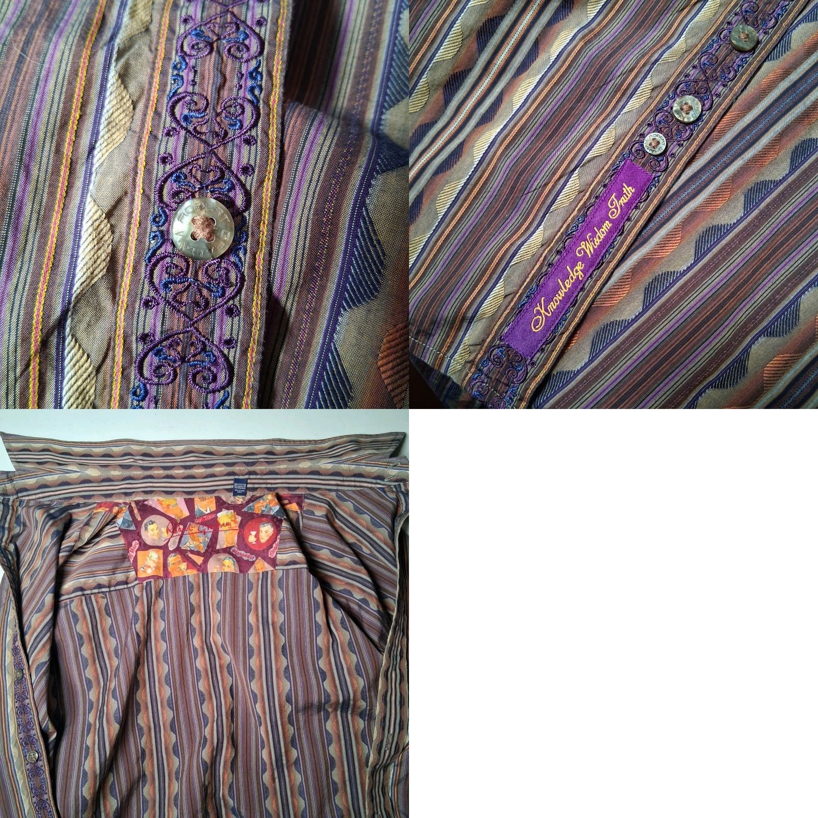 Robert Graham Robert Graham Shirt Men 2XL Gin And Tonic Purple Stripe Flip Cuff Artsy Abstract Size US XXL / EU 58 / 5 - 11 Thumbnail