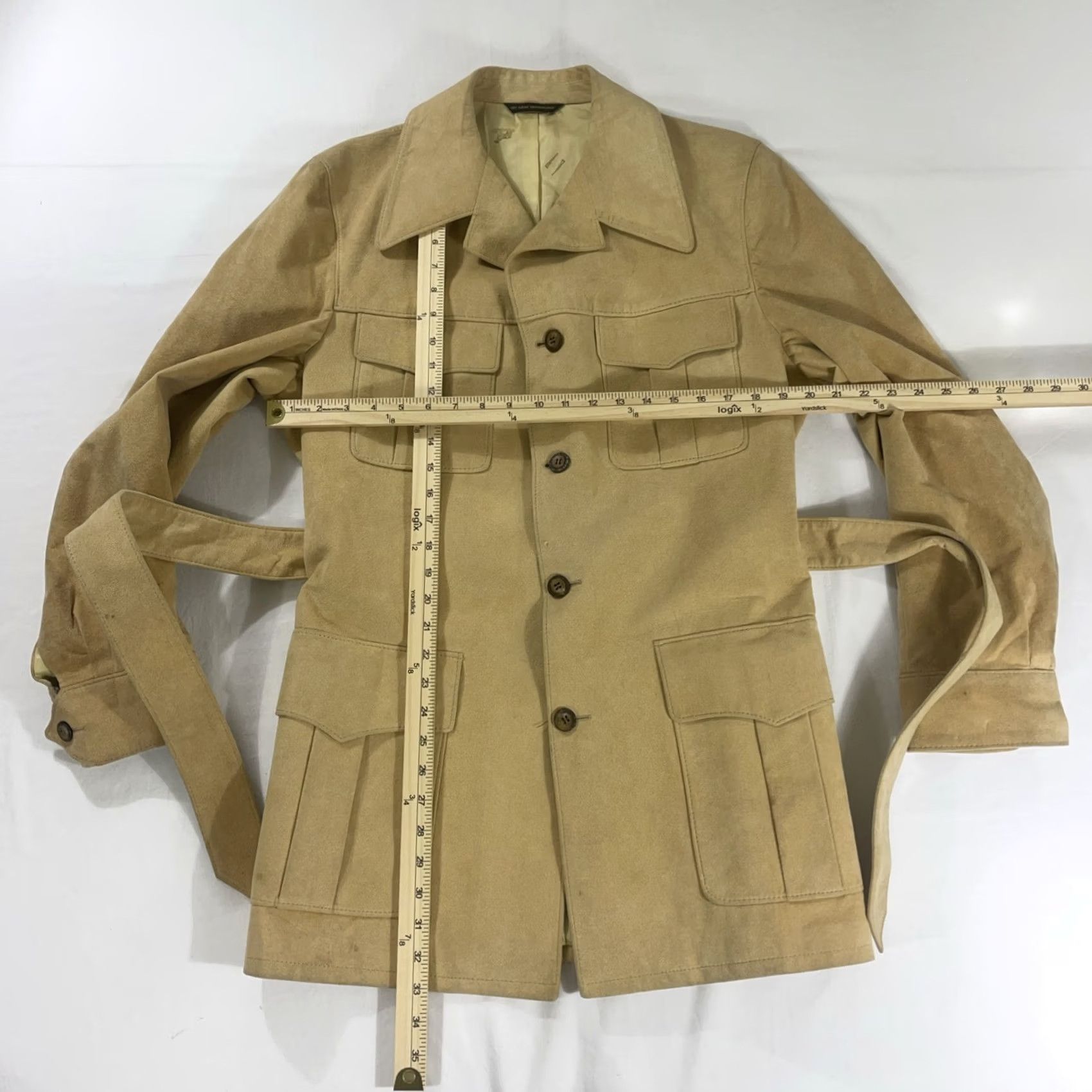Bergdorf Goodman VINTAGE Bergdorf Goodman 43 LONG Jacket Suede Belted Desert Sand 60s 70s Union Size US M / EU 48-50 / 2 - 2 Thumbnail
