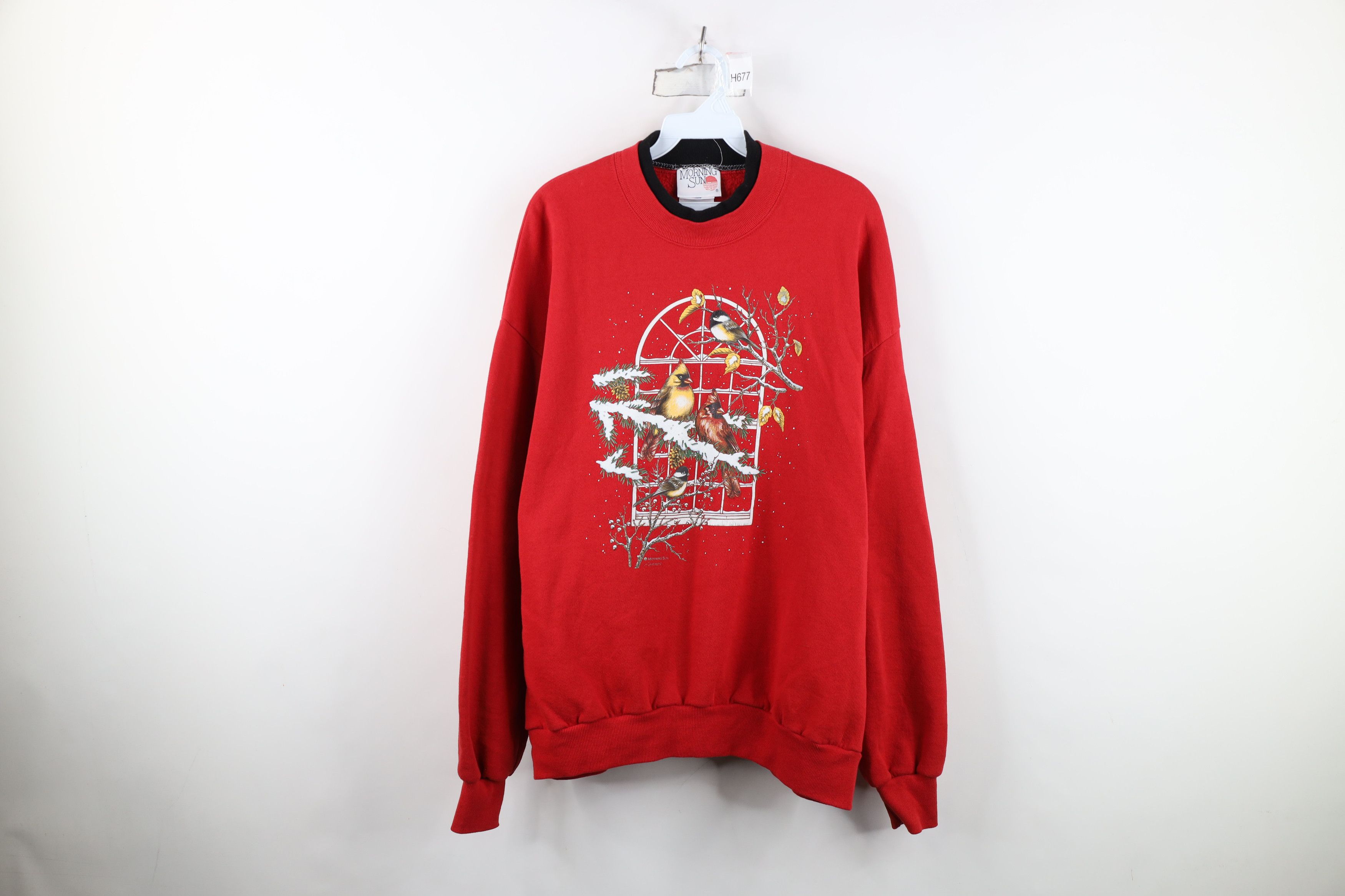 Vintage Vintage 90s Streetwear Christmas Snow Birds Sweatshirt USA Size XL / US 12-14 / IT 48-50 - 1 Thumbnail