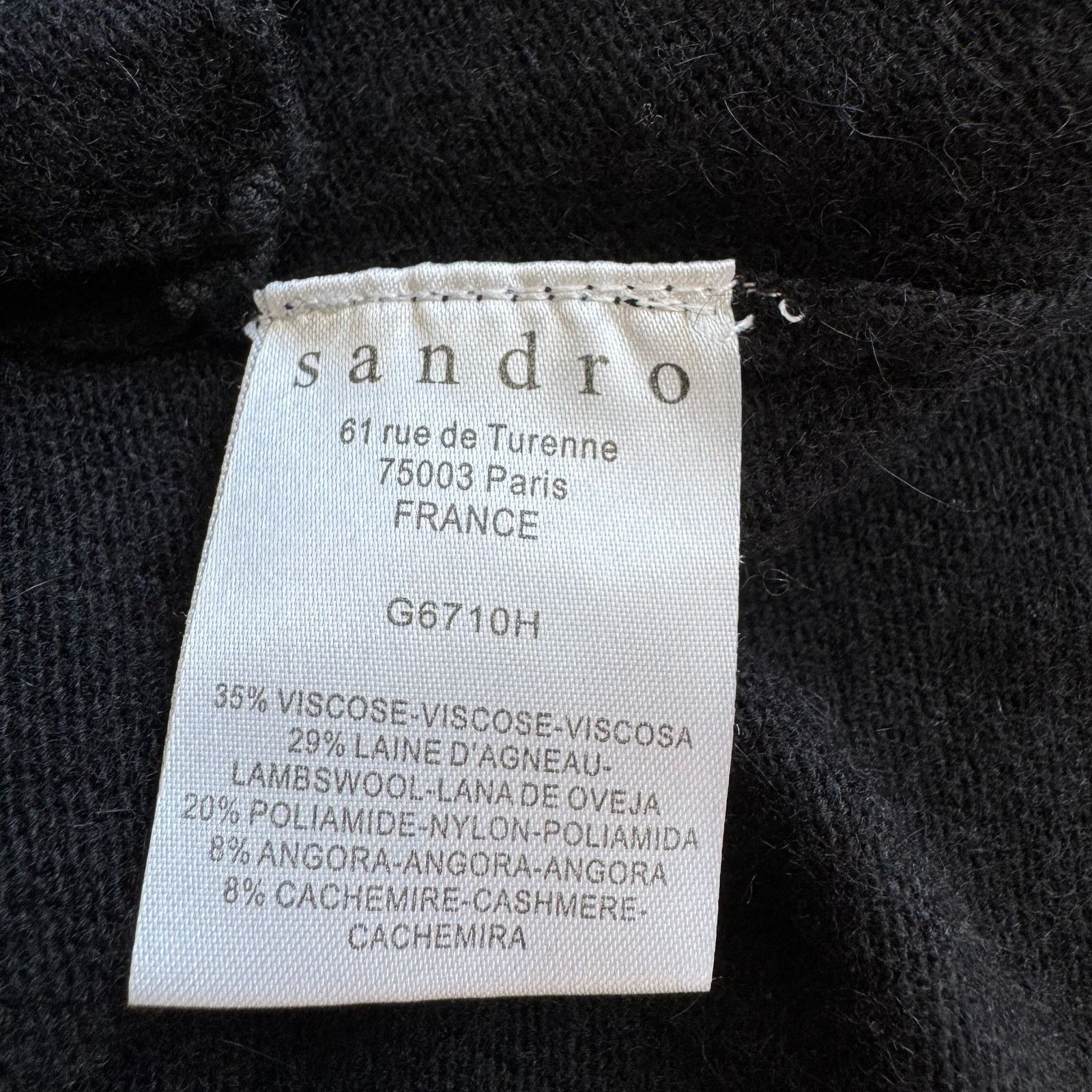 Sandro Sandro Studded Elbow Patch Black Wool/Cashmere Cardigan Size M / US 6-8 / IT 42-44 - 10 Thumbnail