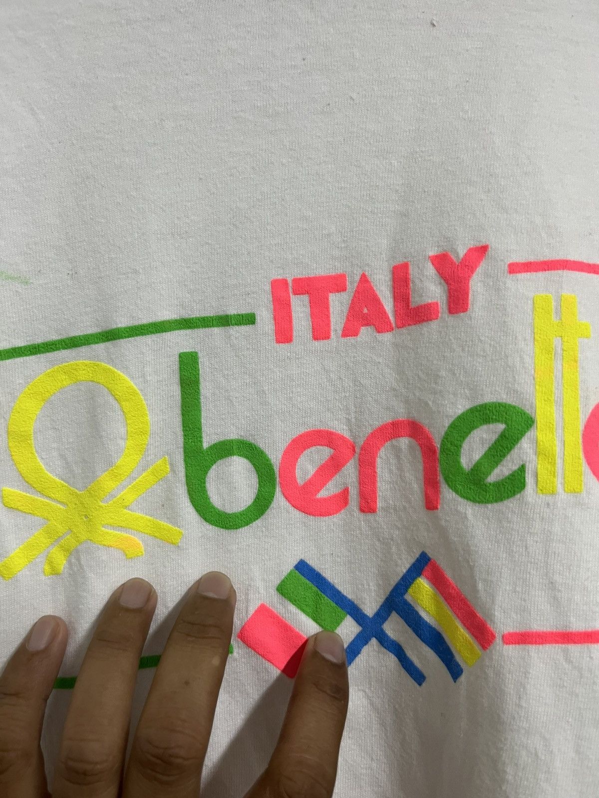 Vintage 💥True Vintage 80s Benetton Single Stitched Tee Size US L / EU 52-54 / 3 - 3 Thumbnail