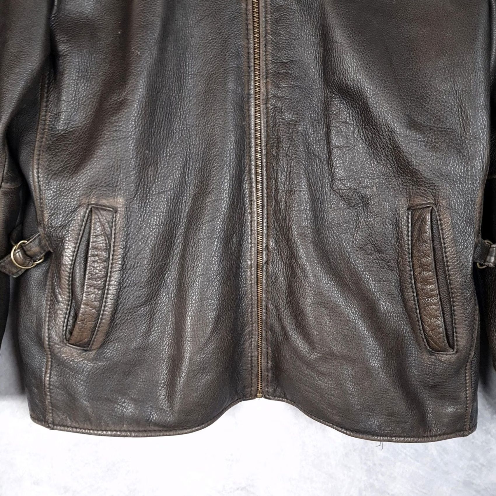 Lucky Brand Lucky Brand Jacket Mens XL Brown Leather Full Zip Lined Bomber Dungarees America Leather Size US 36 / EU 52 - 5 Thumbnail