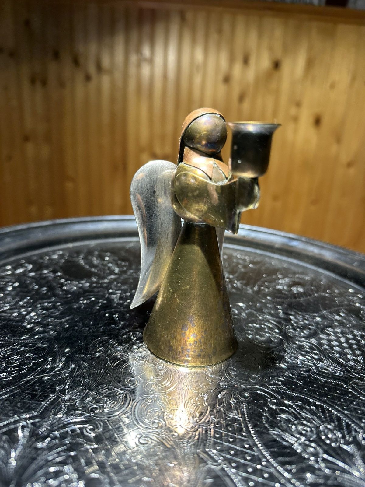 Other Gold and Silver And Copper Angel candle holder Figurine Size ONE SIZE - 1 Thumbnail