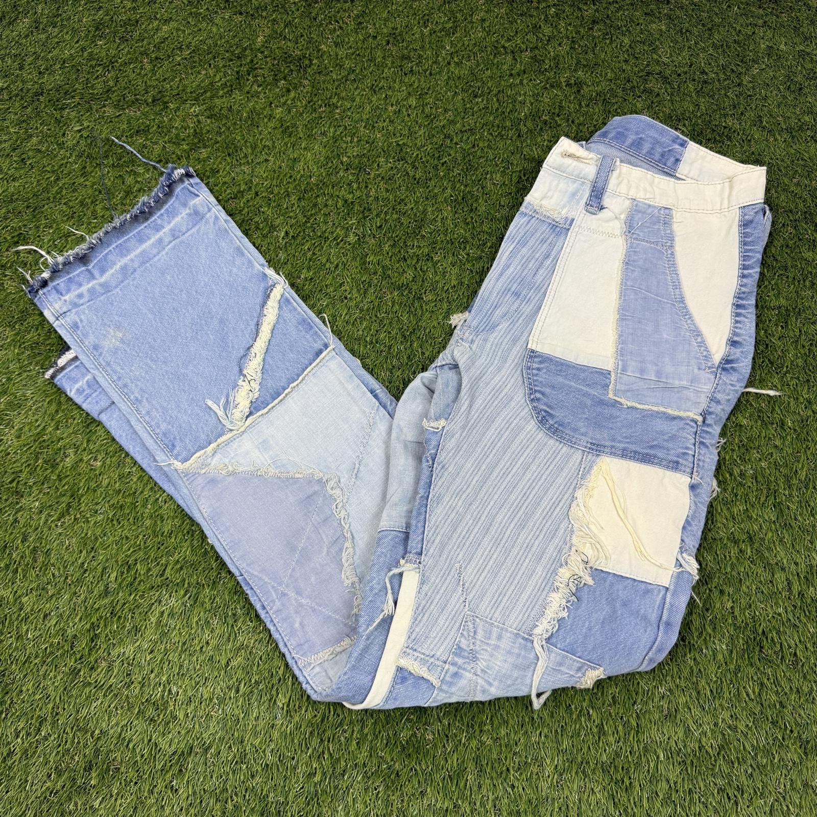 The Unbranded Brand Patchwork Distressed Denim Jeans Size US 30 / EU 46 - 1 Thumbnail