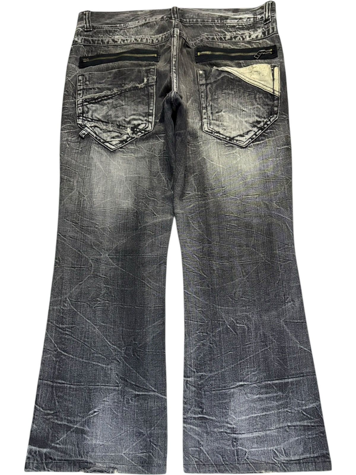 Japanese Brand Vintage Japanese Blow by Blue Cracked Wash Flare Jeans Size US 33 - 2 Thumbnail