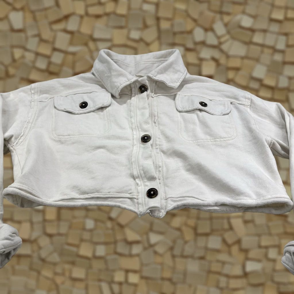 Vintage We The Free We The Free Saturday Cropped Shirt Jacket Oversized Top White S Cotton Shacket Free People Mens? Womens? Size S / US 4 / IT 40 - 1 Thumbnail