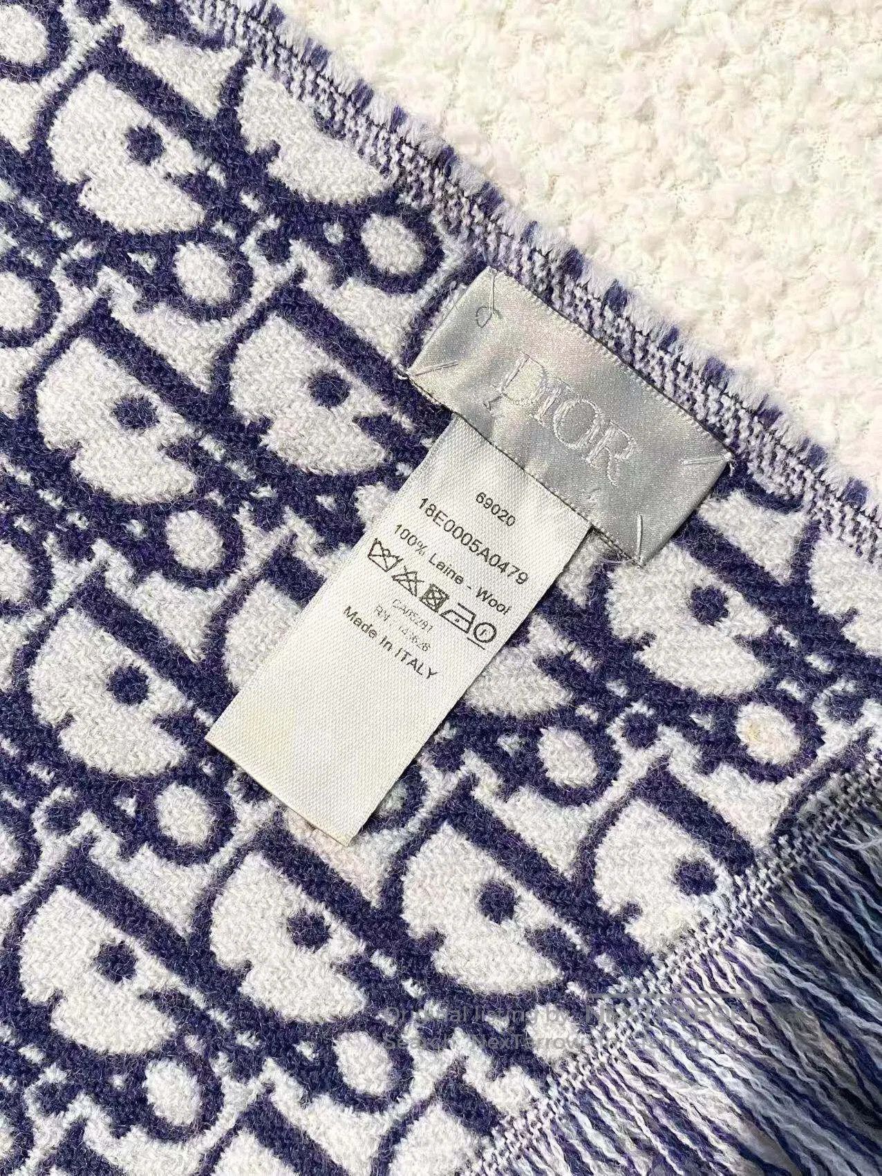 Dior Dior The old flower is full of printed wool fringed scarf| Size ONE SIZE - 7 Thumbnail
