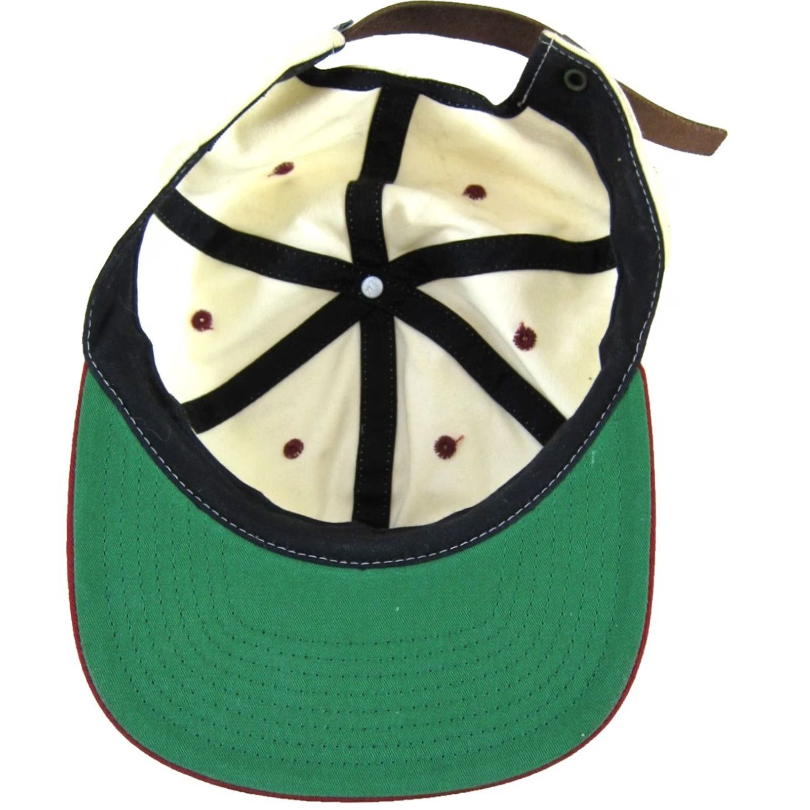 RVCA Vintage RVCA VA All The Way Red Canvas Brown Leather Strap Baseball Hat Size ONE SIZE - 6 Thumbnail