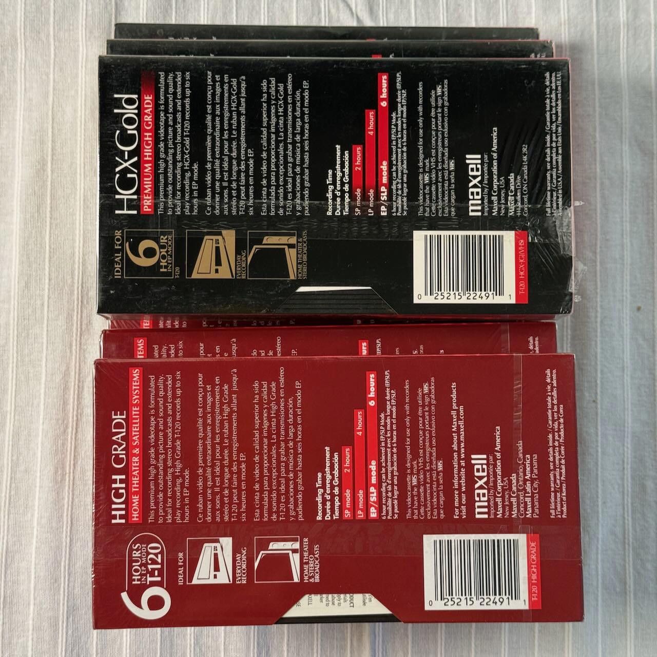 Other Lot of 6 VTG Maxell VHS Tapes T-120 High Grade & HGX-Gold Size ONE SIZE - 4 Thumbnail