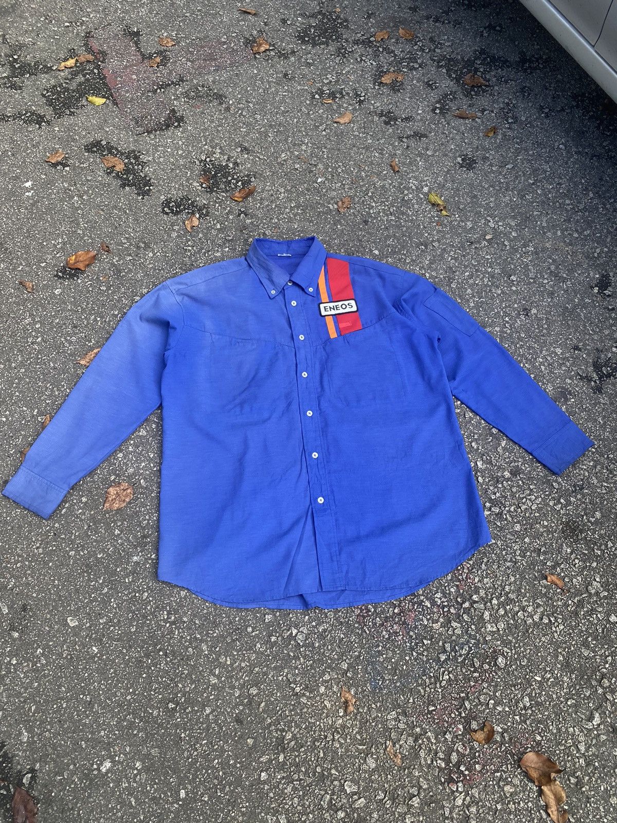 Japanese Brand × Vintage 🔥 Sunfaded 🔥 Vintage Eneos Long Sleeve Button Up Shirt Size US XL / EU 56 / 4 - 2 Thumbnail