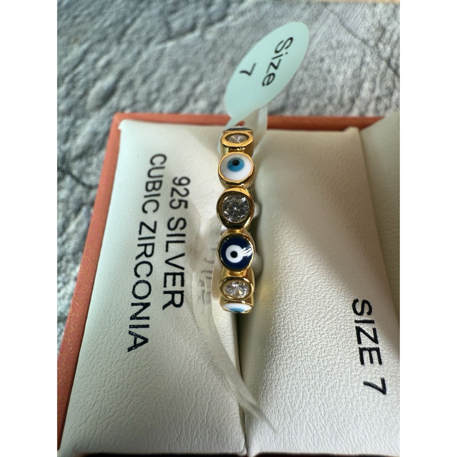 Rachel Zoe BOX Rachel Zoe 925 Silver Vermeil CZ Evil Eye Ring-7 Size ONE SIZE - 6 Thumbnail