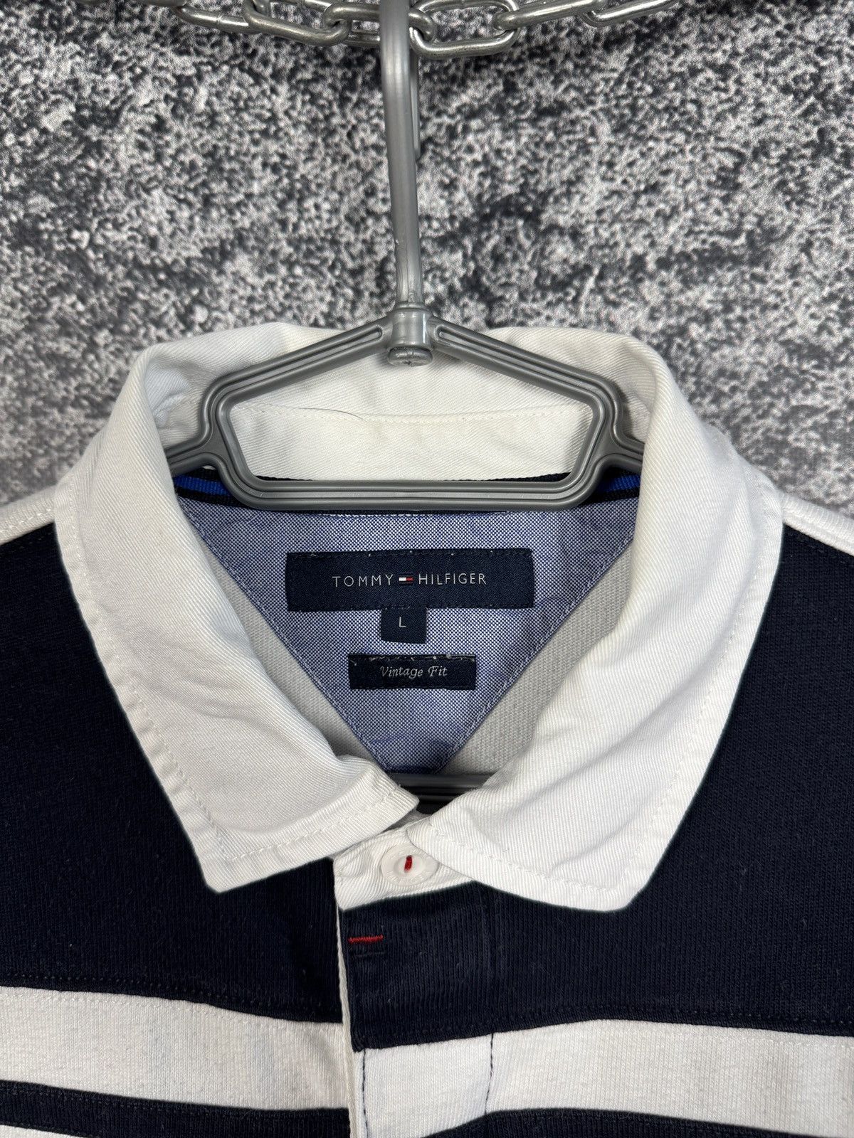 Tommy Hilfiger Tommy Hilfiger Vintage Fit Rugby Shirt Polo Long Sleeve Sz L Size US L / EU 52-54 / 3 - 9 Thumbnail