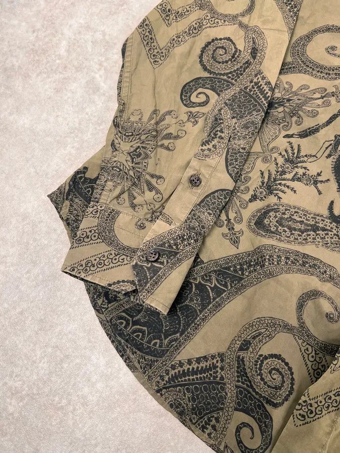 Roberto Cavalli 2000s Roberto Cavalli Olive Green & Black Presley Black Shirt Size US M / EU 48-50 / 2 - 6 Thumbnail