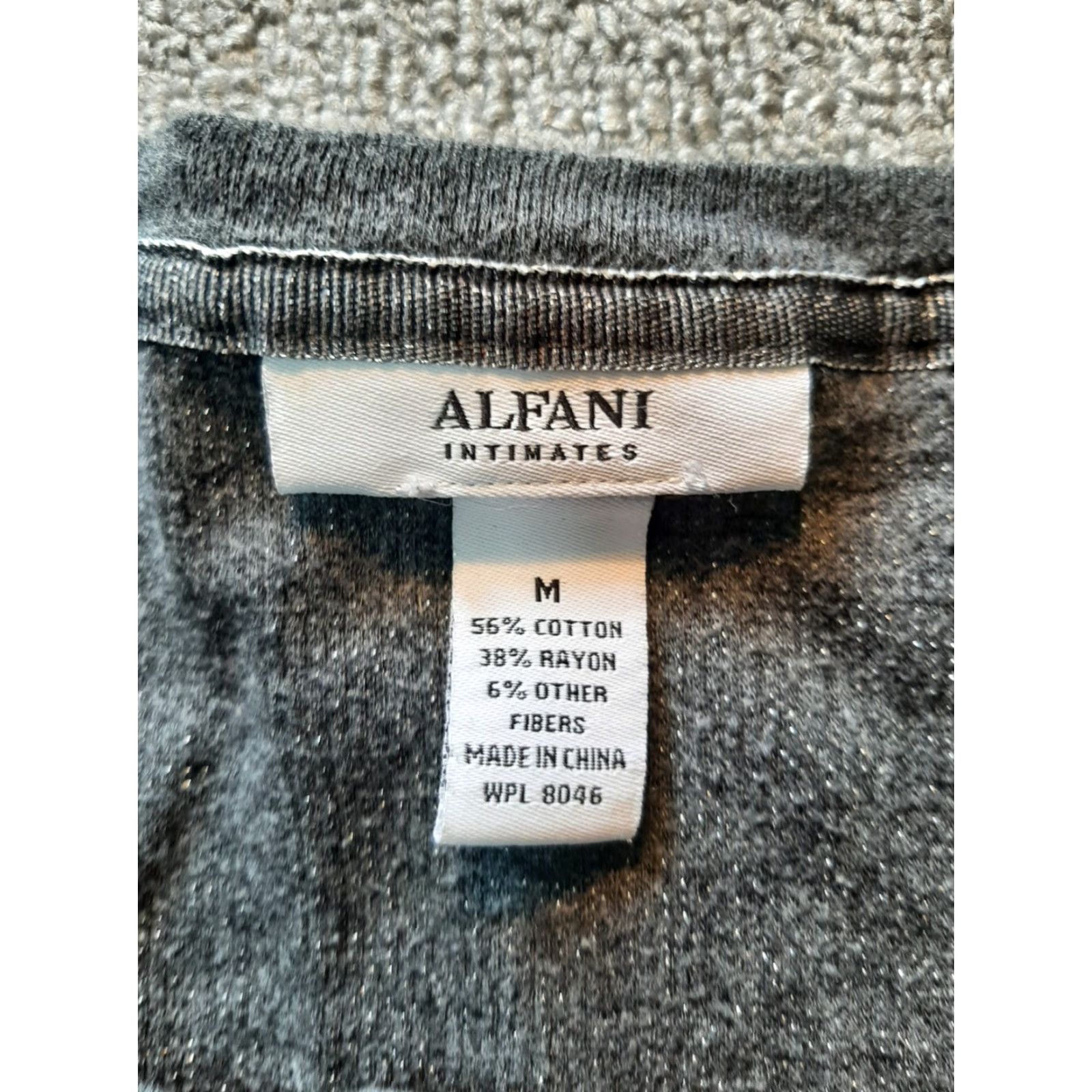 Alfani Alfani Intimates Top M Medium Long Sleeve Gray Silver Sparkles Sleepshirt Women Night Shirt Regular Solid Pattern Size M / US 6-8 / IT 42-44 - 2 Thumbnail