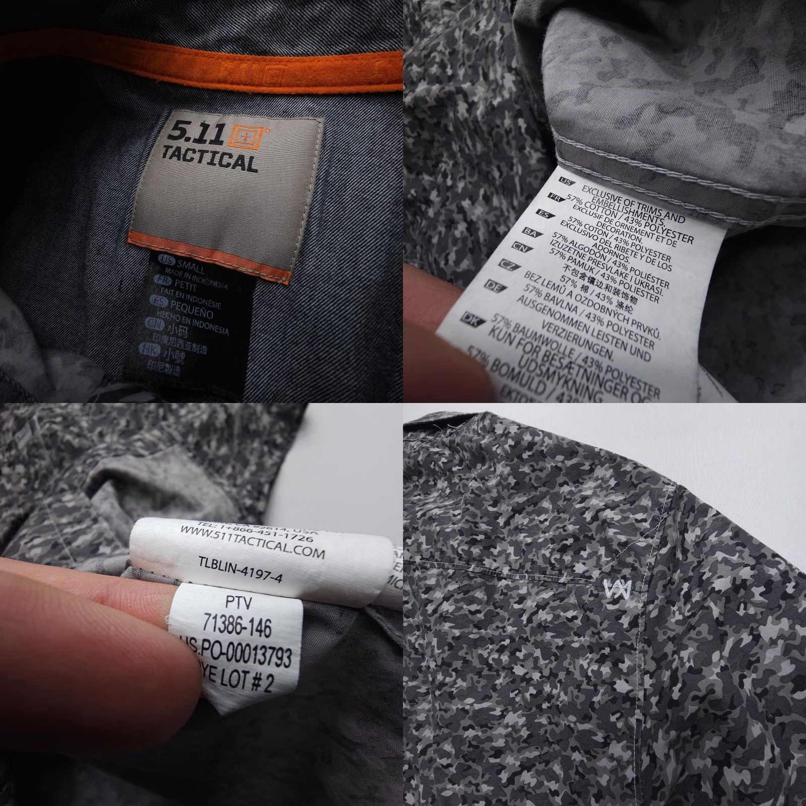 Vintage 5.11 Tactical Men's Micro Camo Short Sleeve Shirt Size Small Gray Snap Workwear Shirt Mens Small Gray Camouflage Shirt Size US S / EU 44-46 / 1 - 8 Thumbnail
