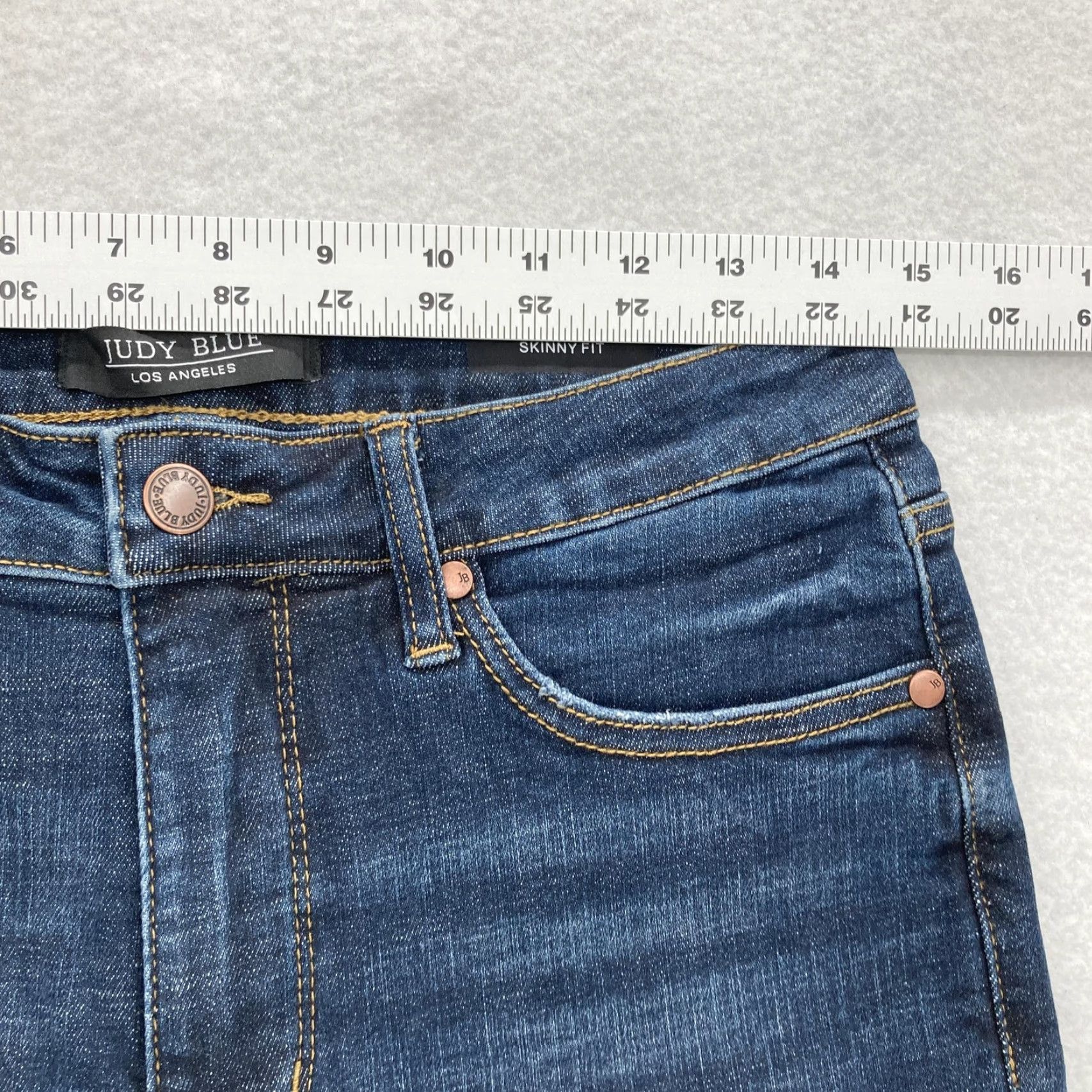 Denime Judy Blue Jeans Womens 29 Skinny Fit Dark Wash Denim Stretch 5-Pocket Zip Fly Mid Rise Size 29" - 6 Thumbnail