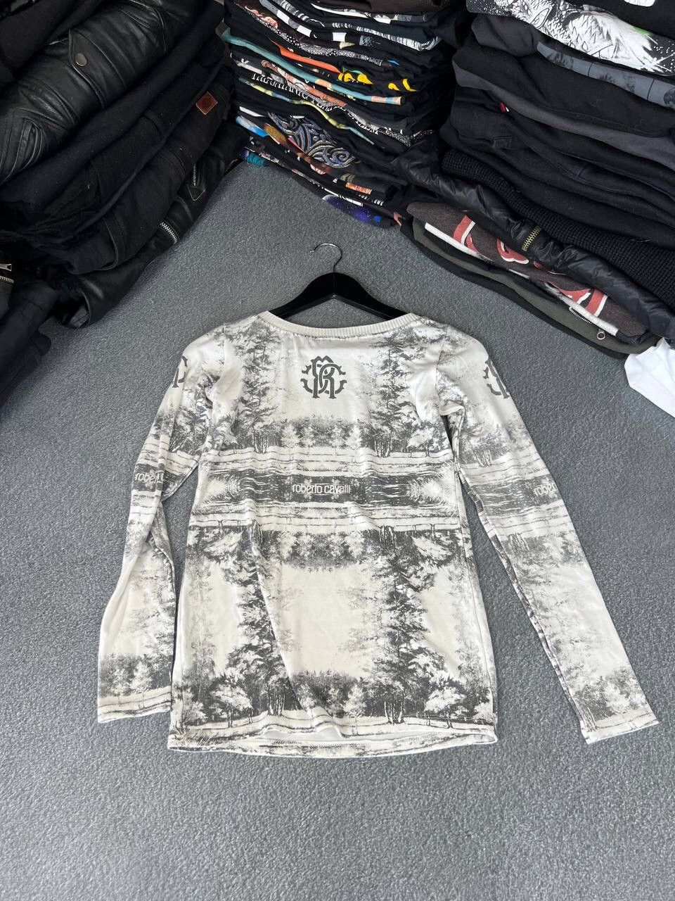 Roberto Cavalli Y2K Graphic Print 90s Long Sleeve Top