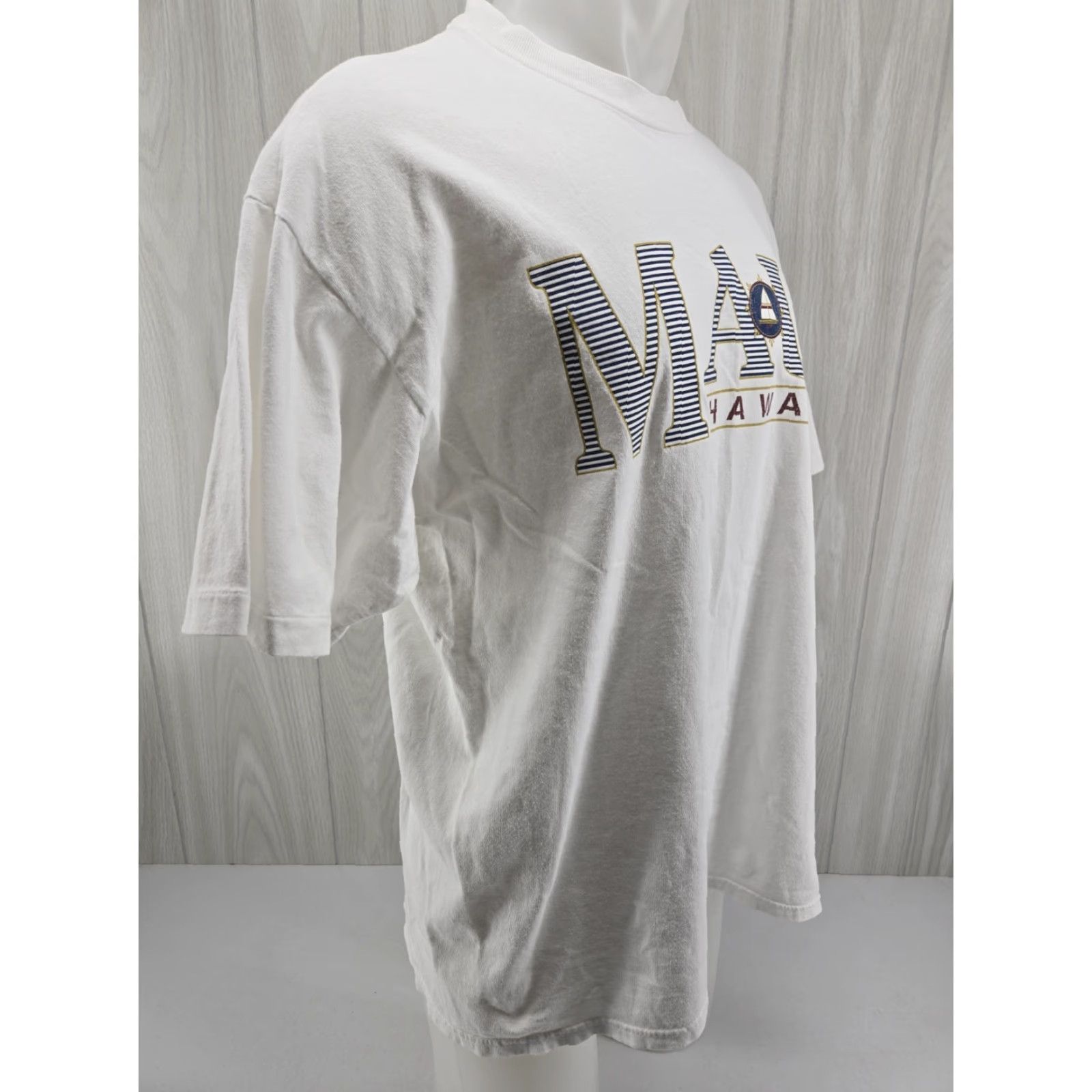Hanes VINTAGE Maui Hawaii Men T-Shirt XL White Single Stitch Hanes Crew Neck Short Sleeve Size US XL / EU 56 / 4 - 7 Thumbnail