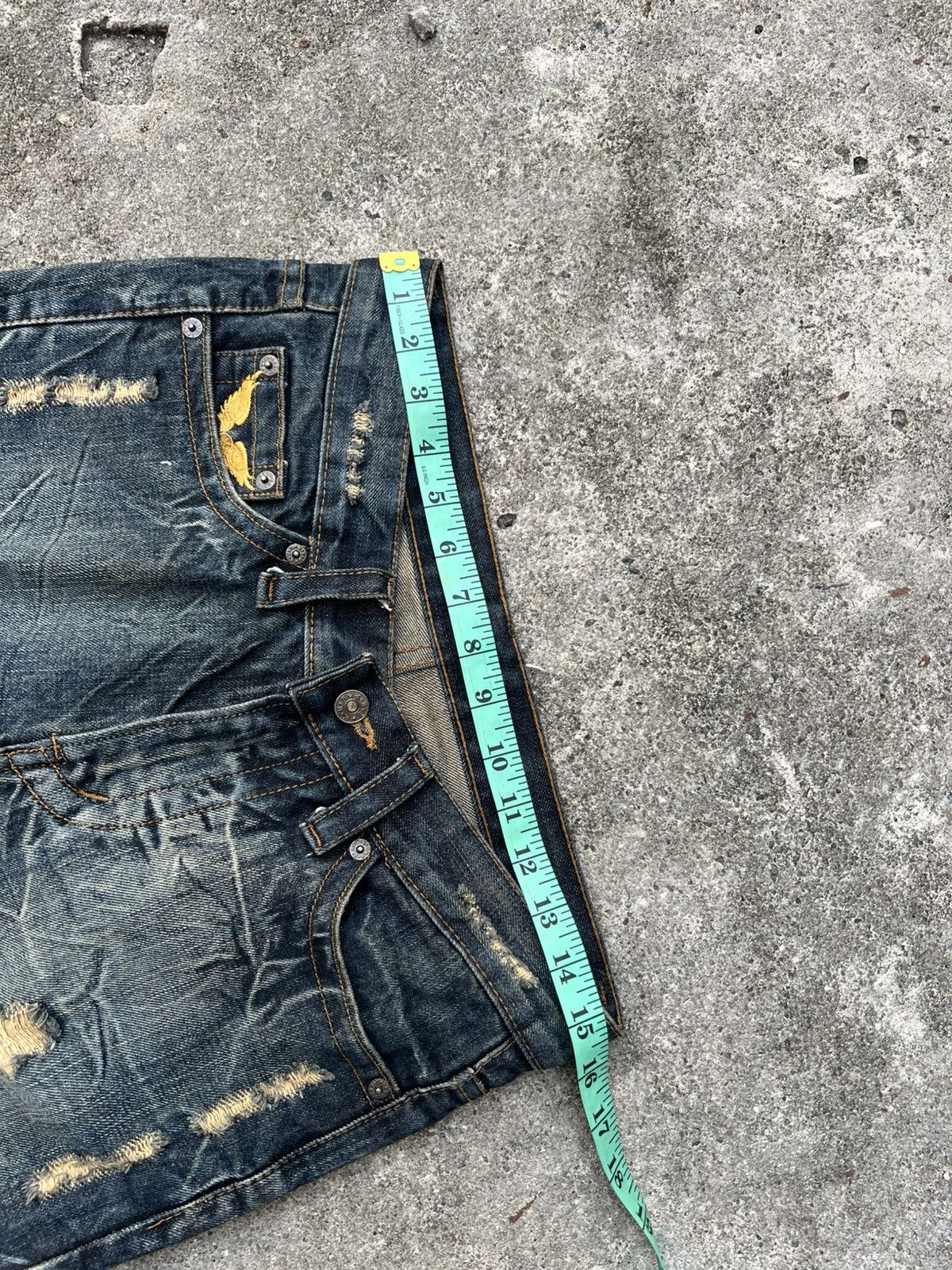 Vintage 💥Flare💥Japanese Brand Kui Distress Jeans Very Rare Size US 30 / EU 46 - 3 Thumbnail