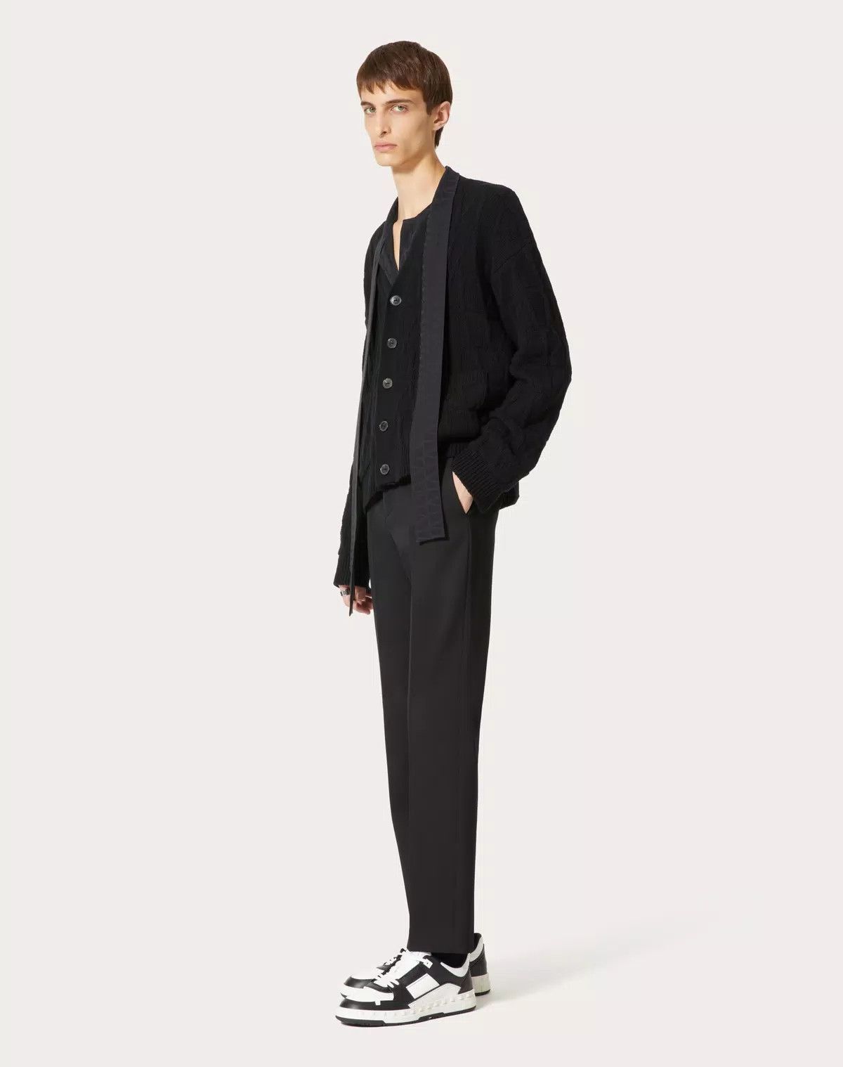 Valentino oc11z0625 Wool Grisaille Trousers in Black Size US 30 / EU 46 - 3 Thumbnail